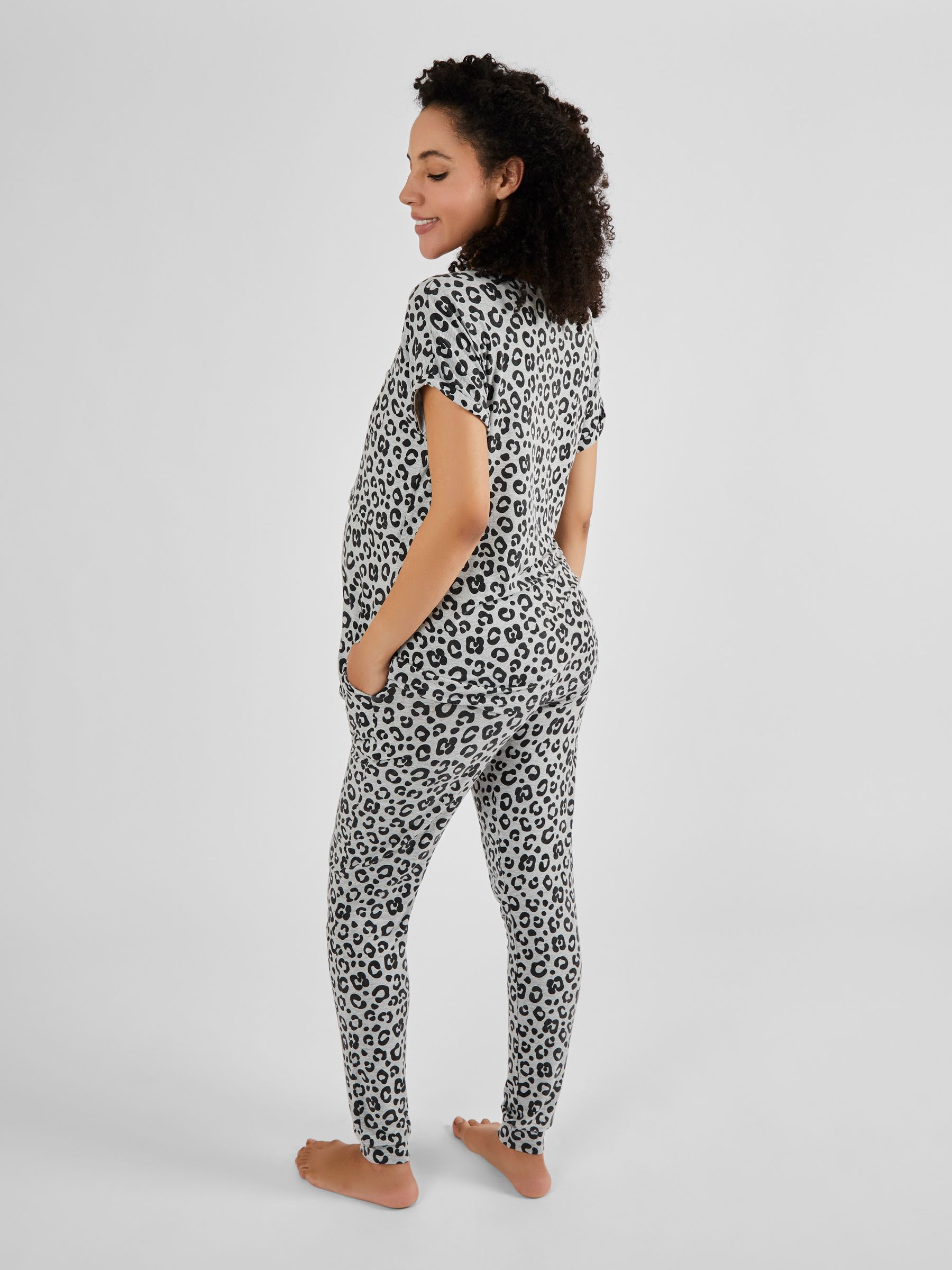 Grey Animal Print Maternity & Nursing Pyjamas Set - Image 2 of 6