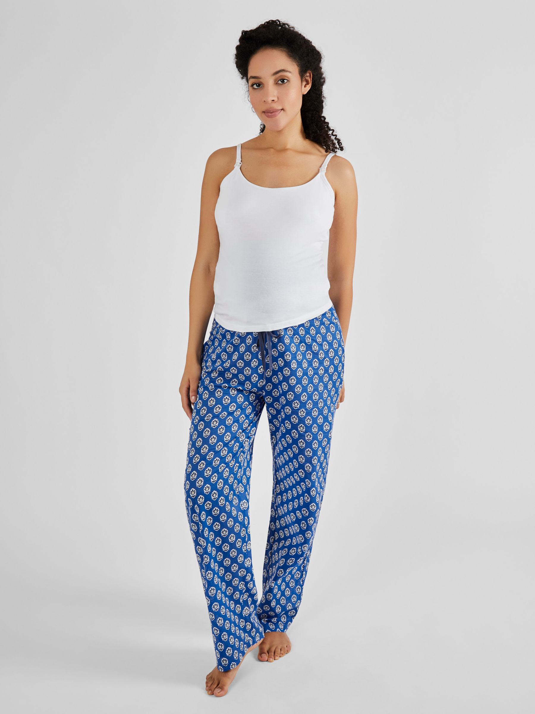 Blue Batik Print Maternity & Nursing Pyjamas Set - Image 1 of 6