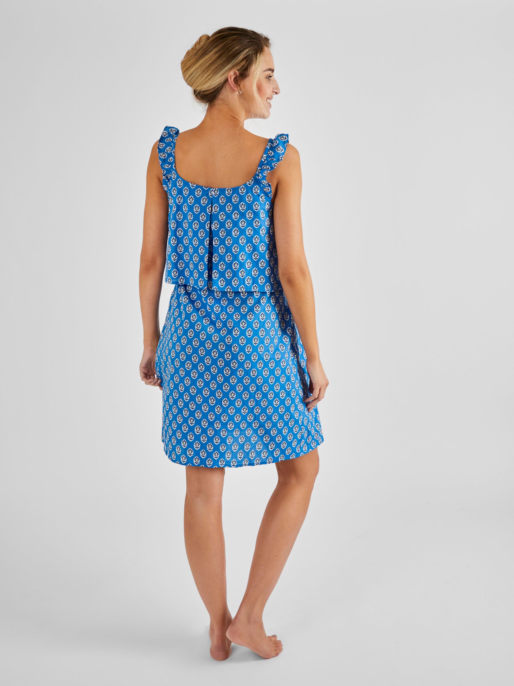 Blue Batik Flutter Sleeve Maternity & Nursing Nightdress - Image 3 of 4