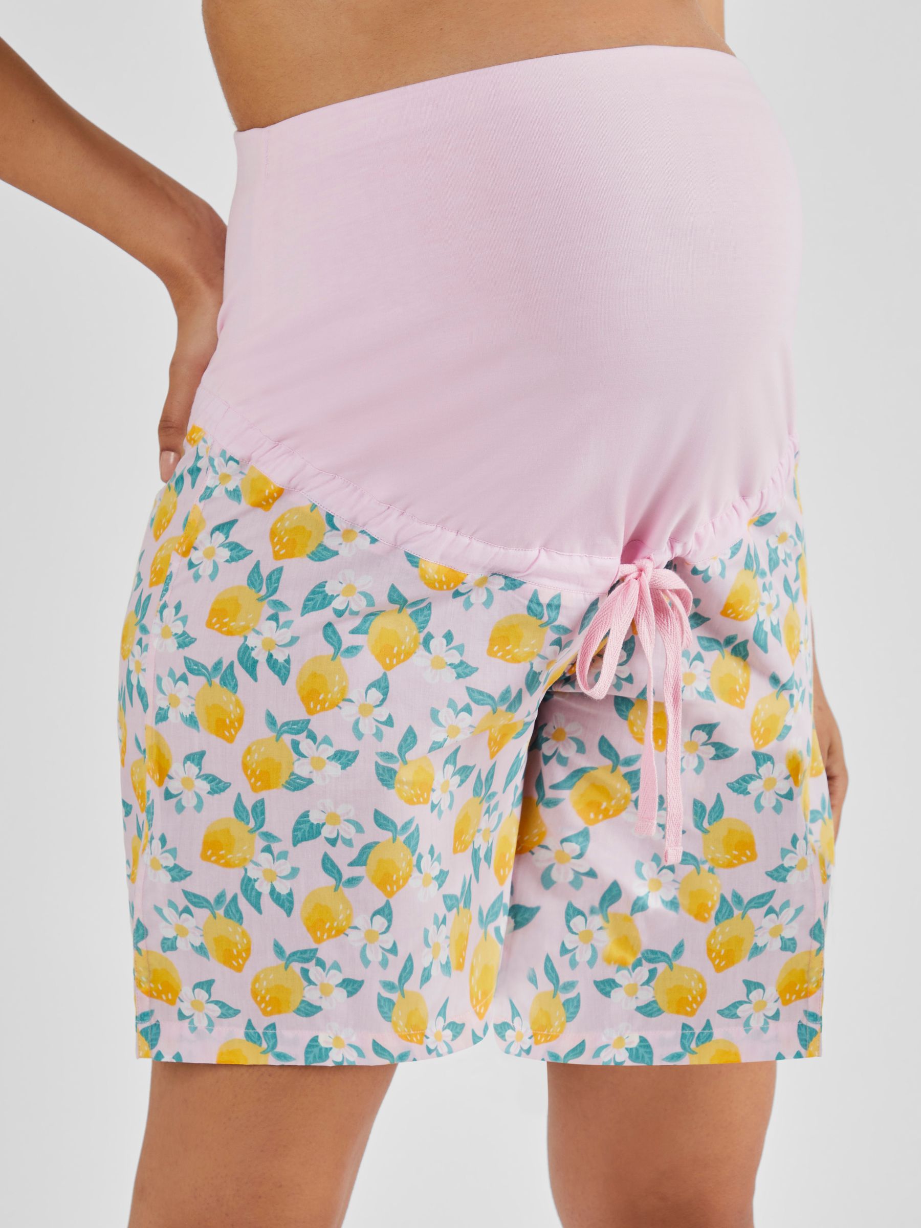 Pink Lemon Print Maternity & Nursing Short Pyjamas Set - Image 5 of 5