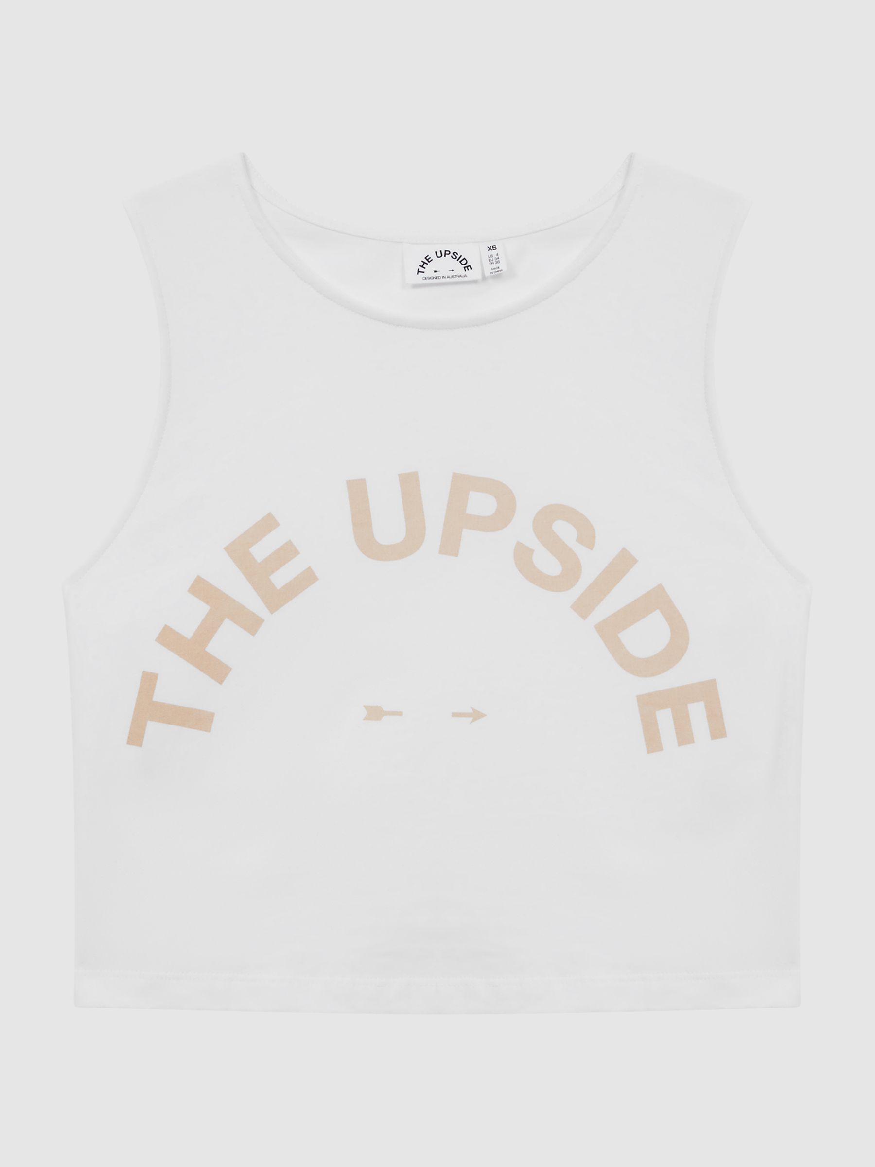 The Upside Sleeveless Crew Neck Cropped Vest in White - Image 2 of 4