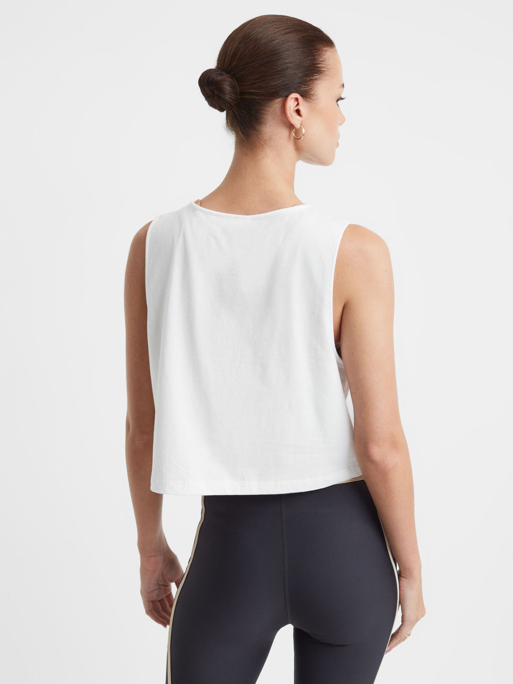The Upside Sleeveless Crew Neck Cropped Vest in White - Image 4 of 4