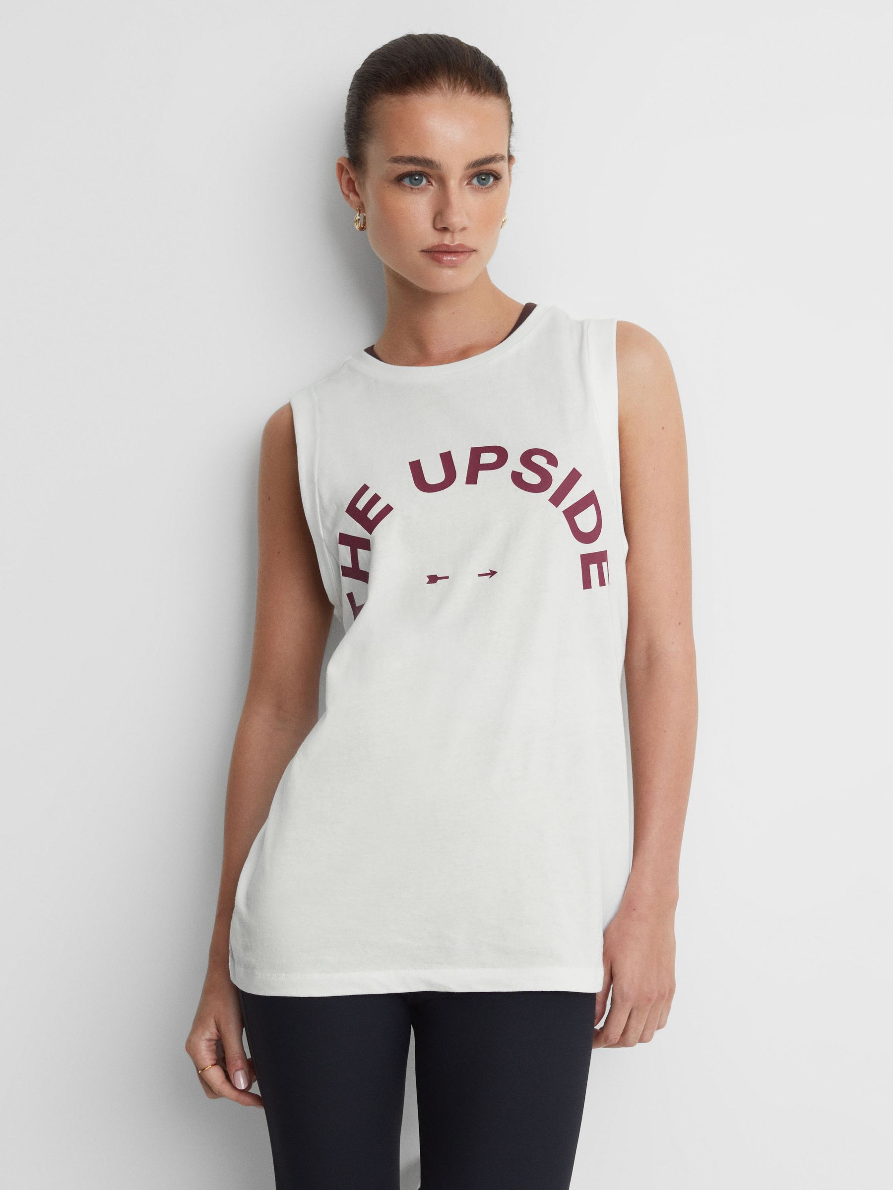 Sleeveless Crew Neck Vest in White - Image 1 of 4
