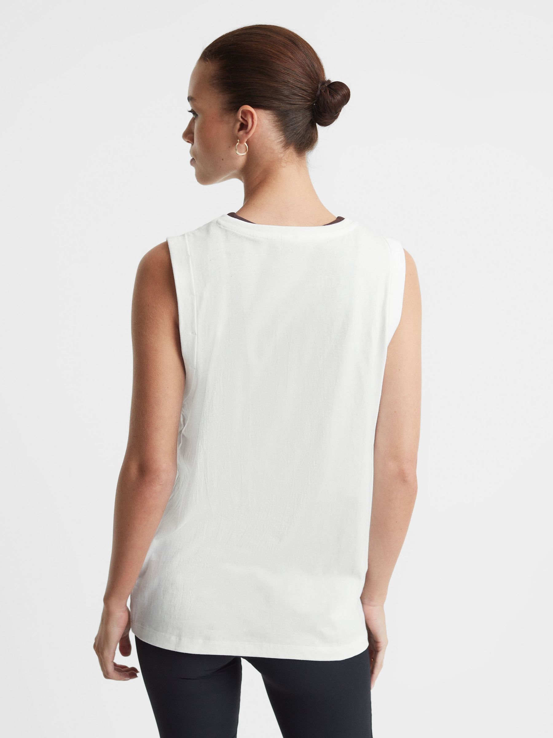 Sleeveless Crew Neck Vest in White - Image 4 of 4