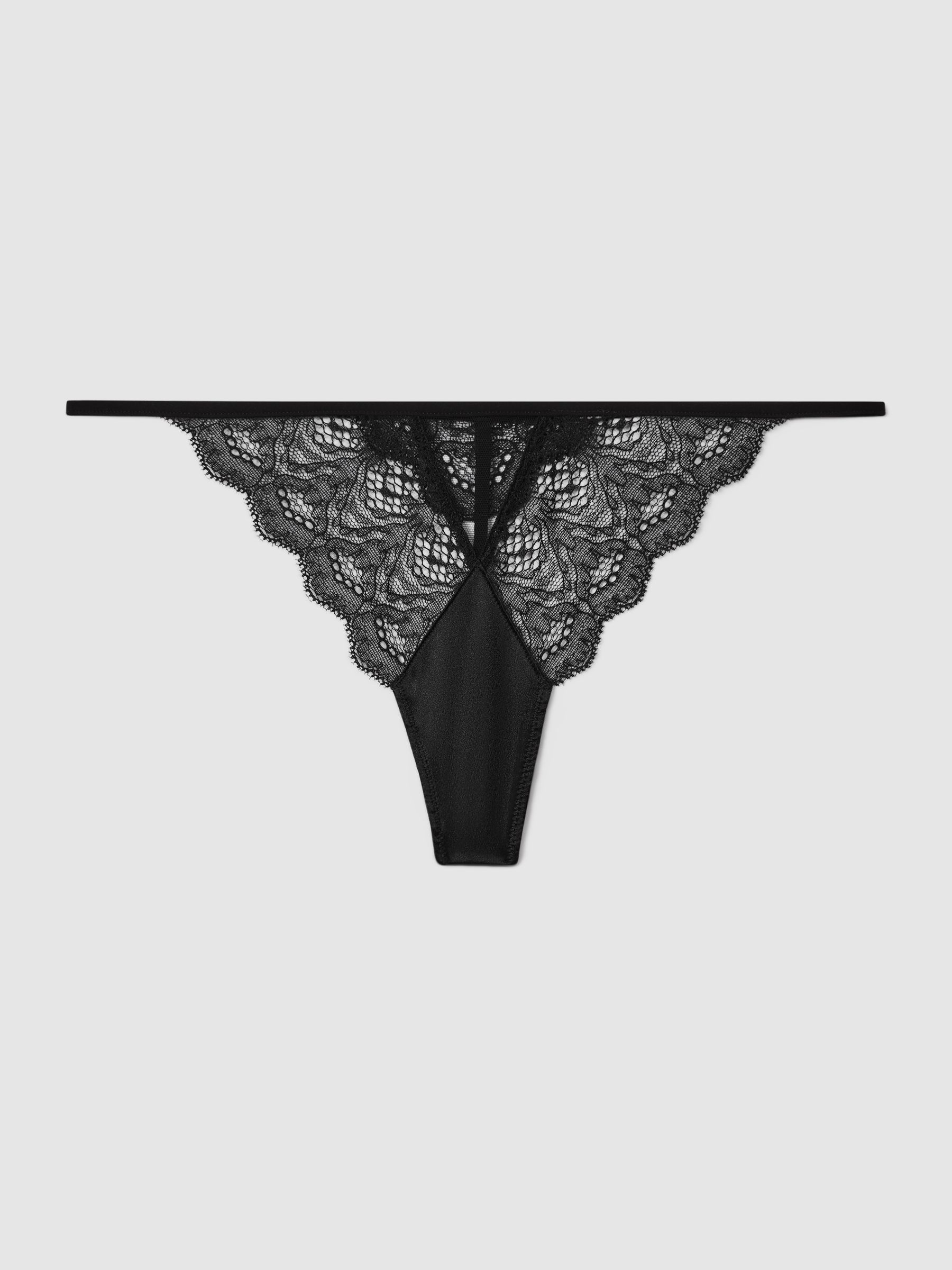 Underwear Mesh Lace Thong in Black - Image 2 of 4