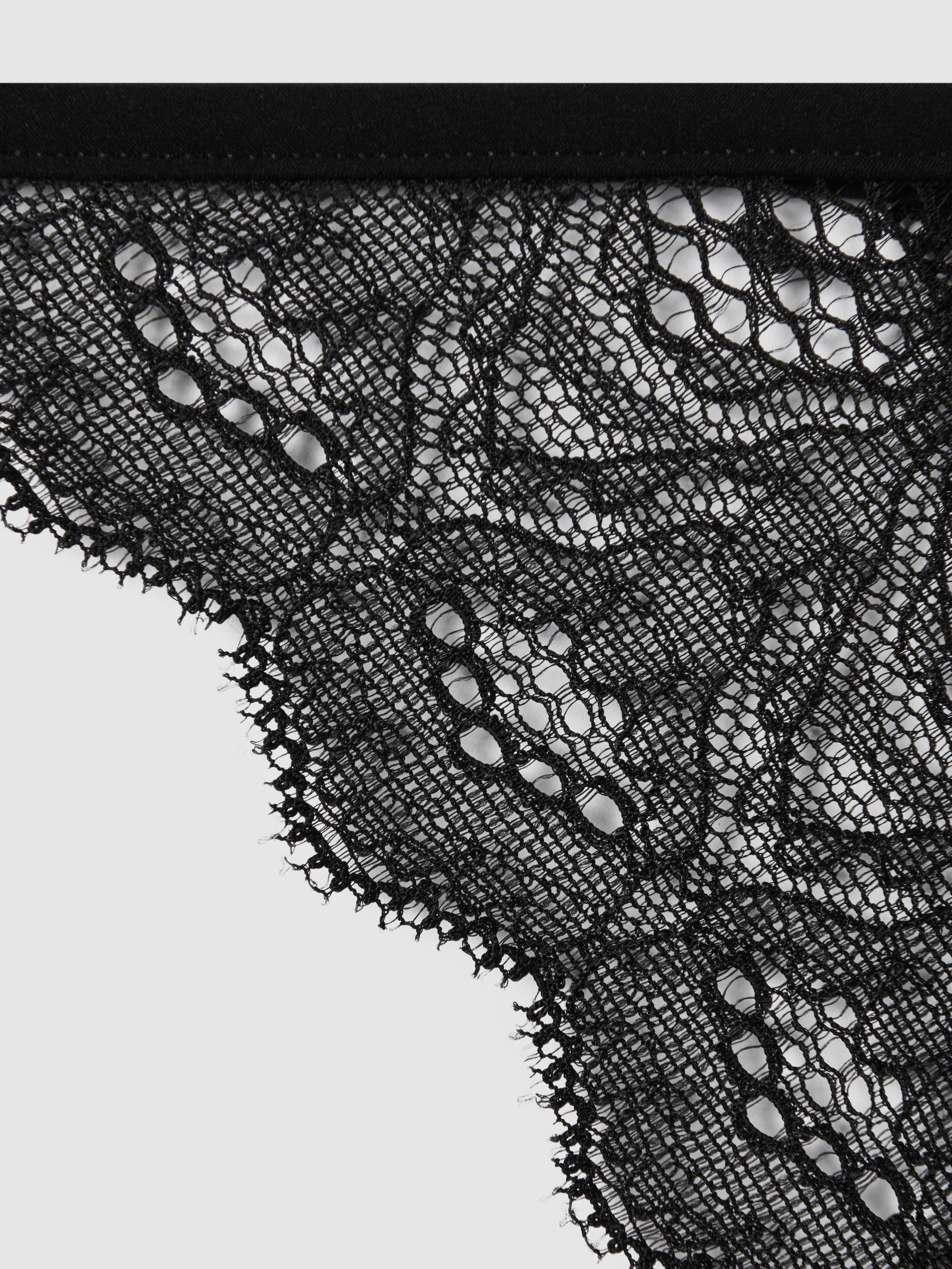 Underwear Mesh Lace Thong in Black - Image 4 of 4