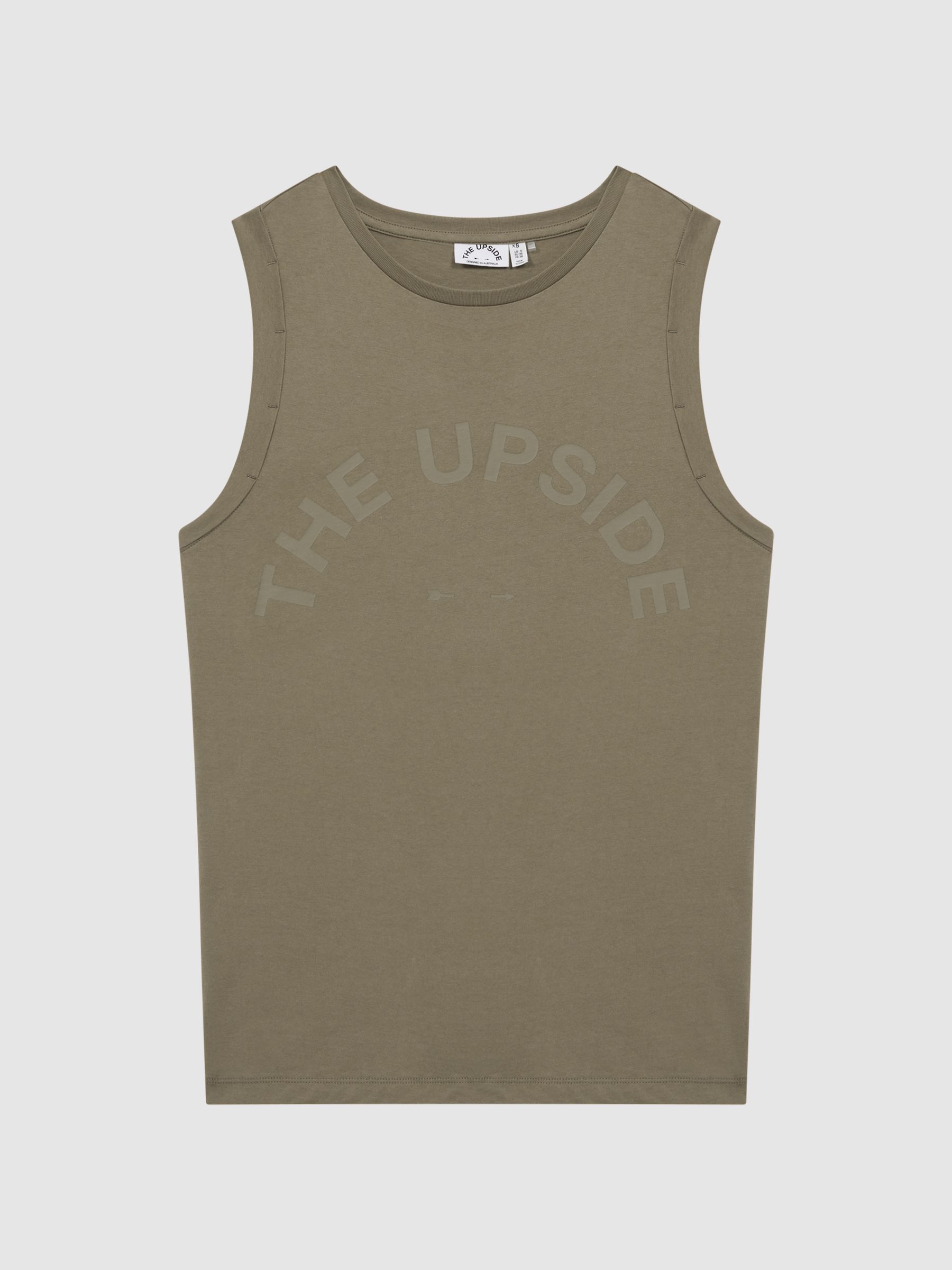 The Upside Sleeveless Crew Neck Vest in Olive Green - Image 2 of 4 The Upside Sleeveless Crew Neck Vest in Olive Green - Image 2 of 4