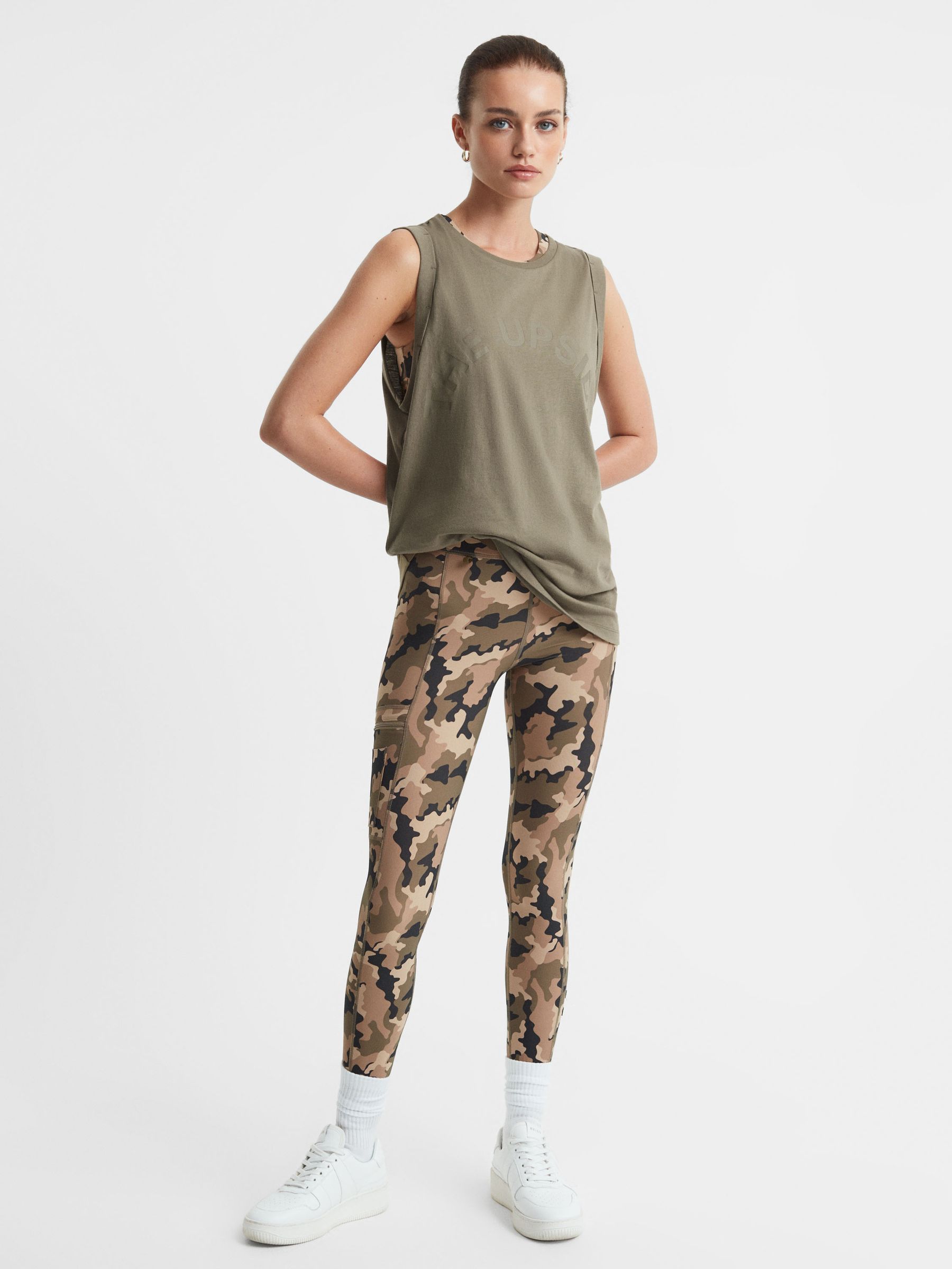 The Upside Sleeveless Crew Neck Vest in Olive Green - Image 3 of 4