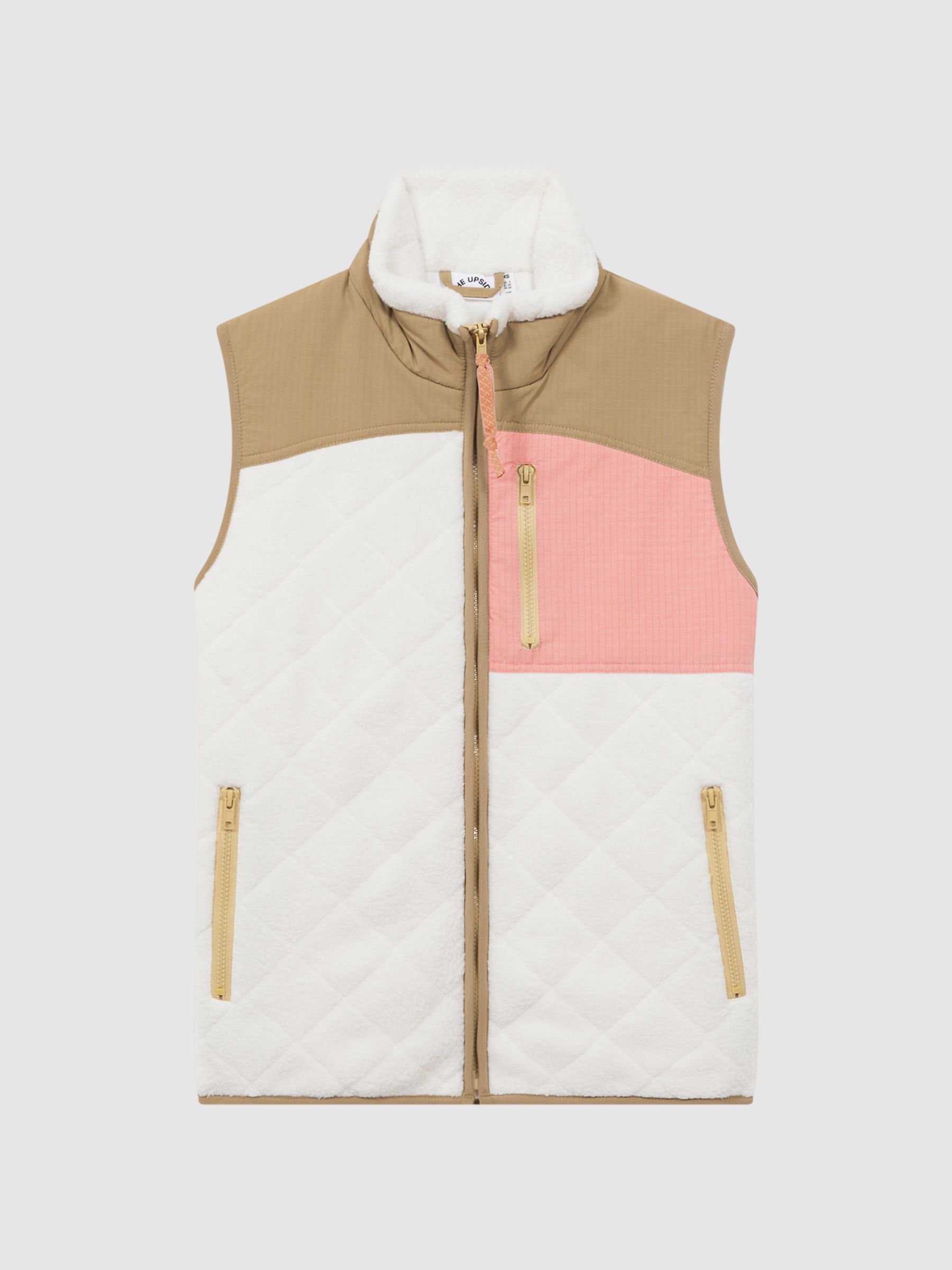 The Upside Quilted Patchwork Gilet in Natural - Image 2 of 4