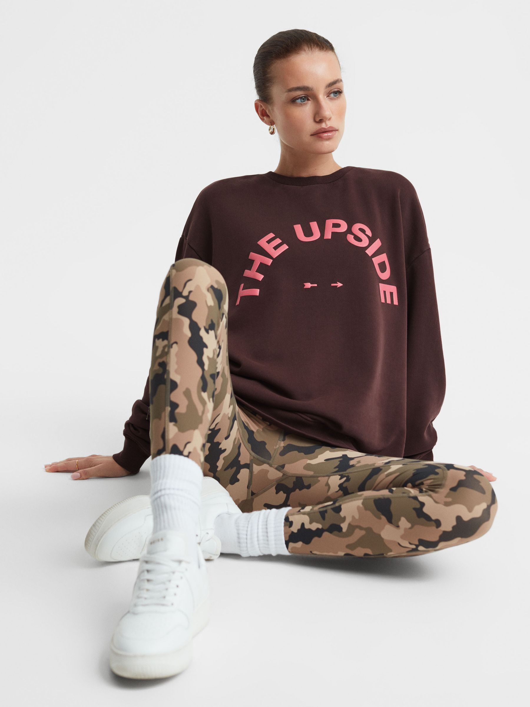 The Upside Cotton Crew Neck Sweat Top in Brown - Image 1 of 4 The Upside Cotton Crew Neck Sweat Top in Brown - Image 1 of 4