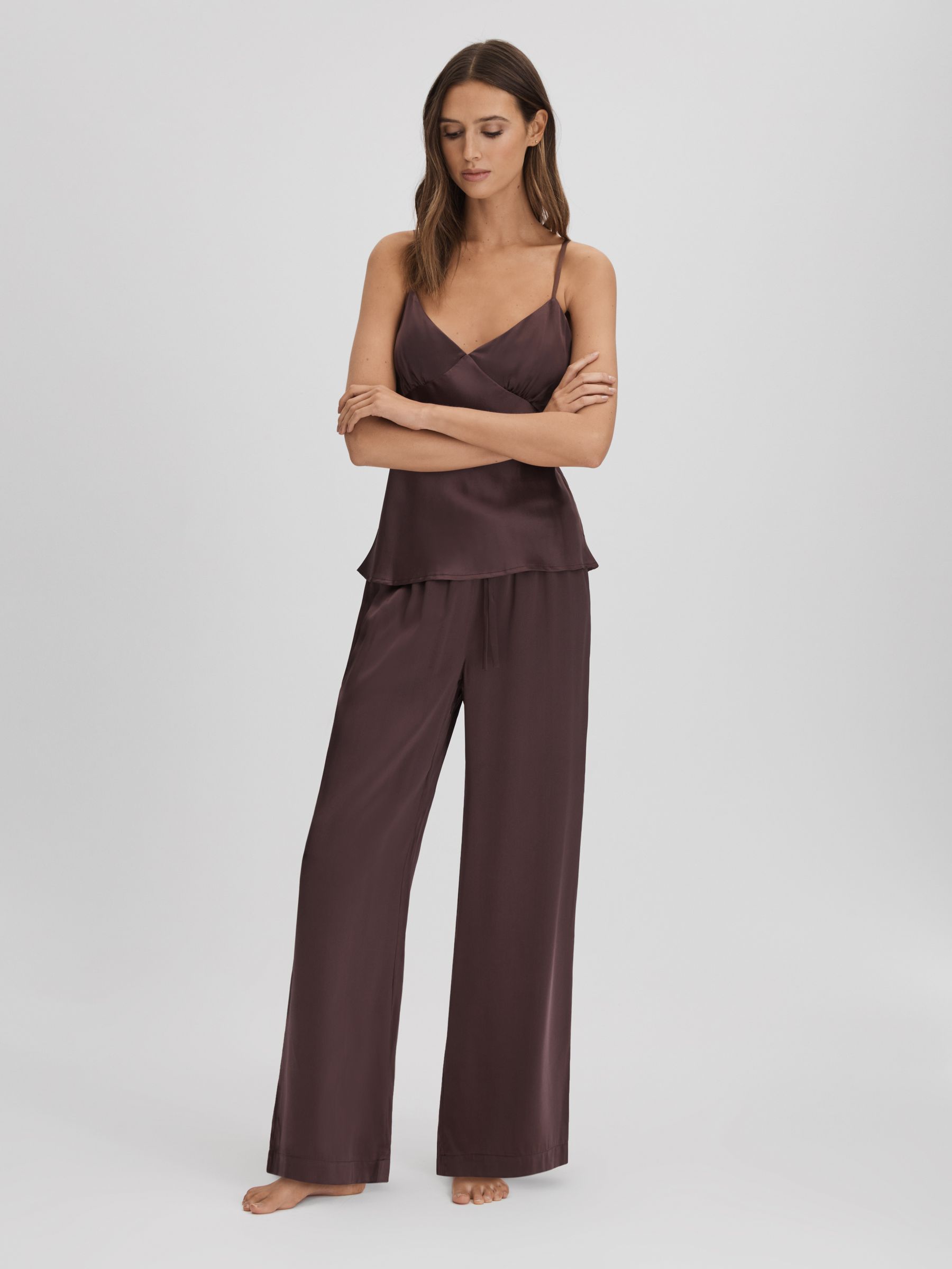 Maison Essentiele Silk Cami in Chocolate - Image 3 of 6