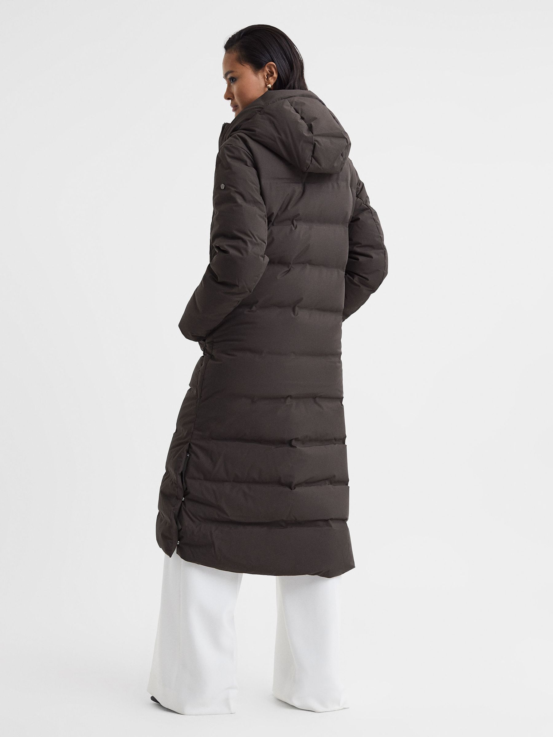 Scandinavian Edition Long Quilted Coat in Dark Brown - Image 5 of 7