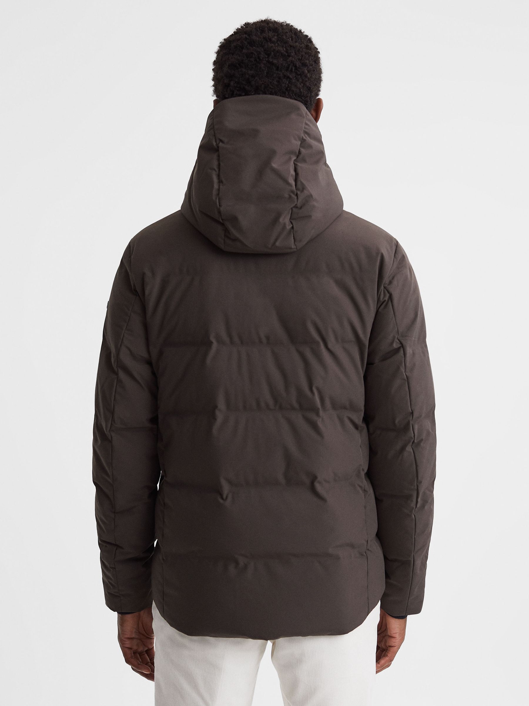 Scandinavian Edition Hooded Puffer Jacket in Dark Brown - Image 5 of 6