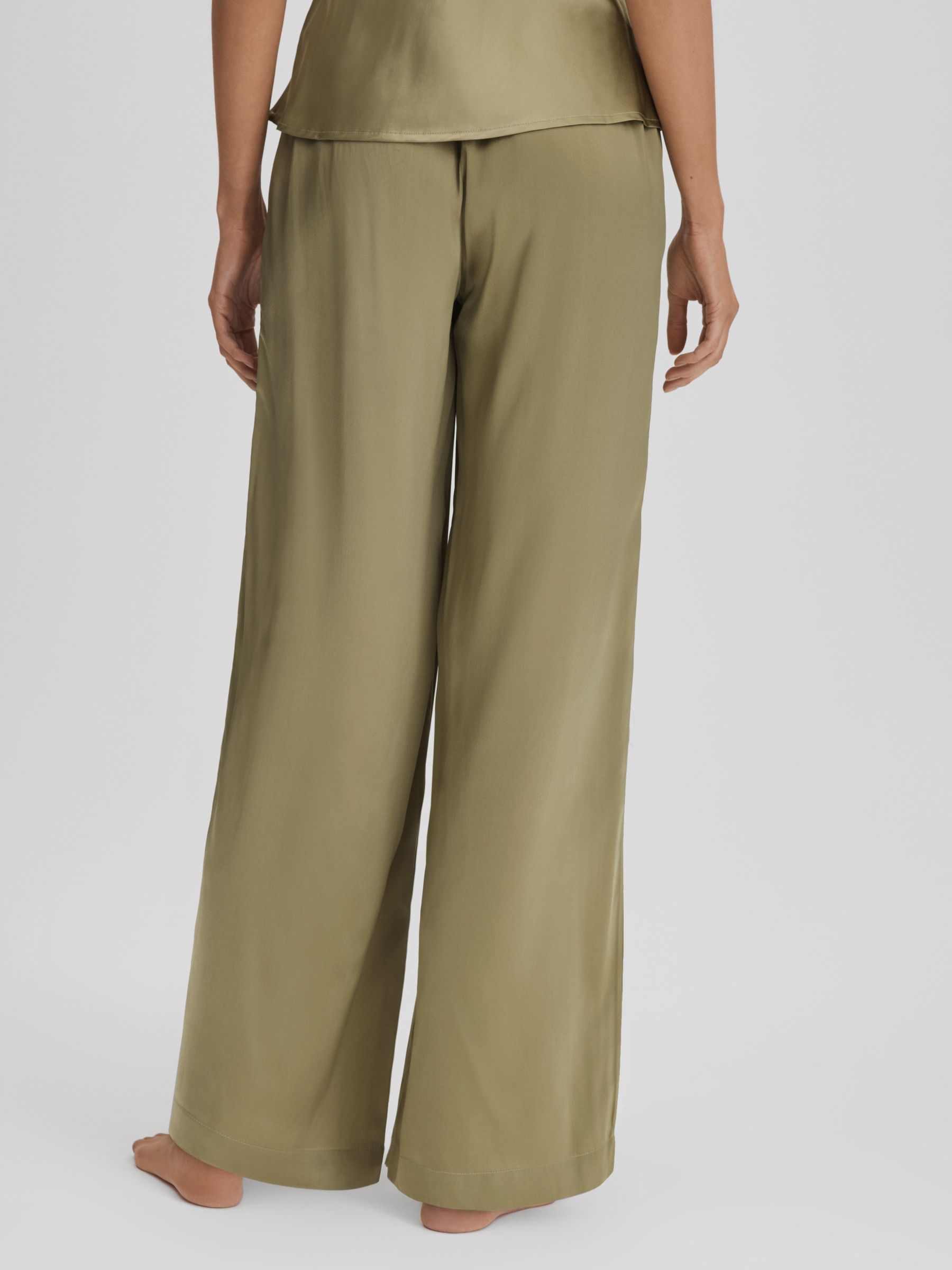 Maison Essentiele Silk Pyjama Bottoms in Olive - Image 5 of 6