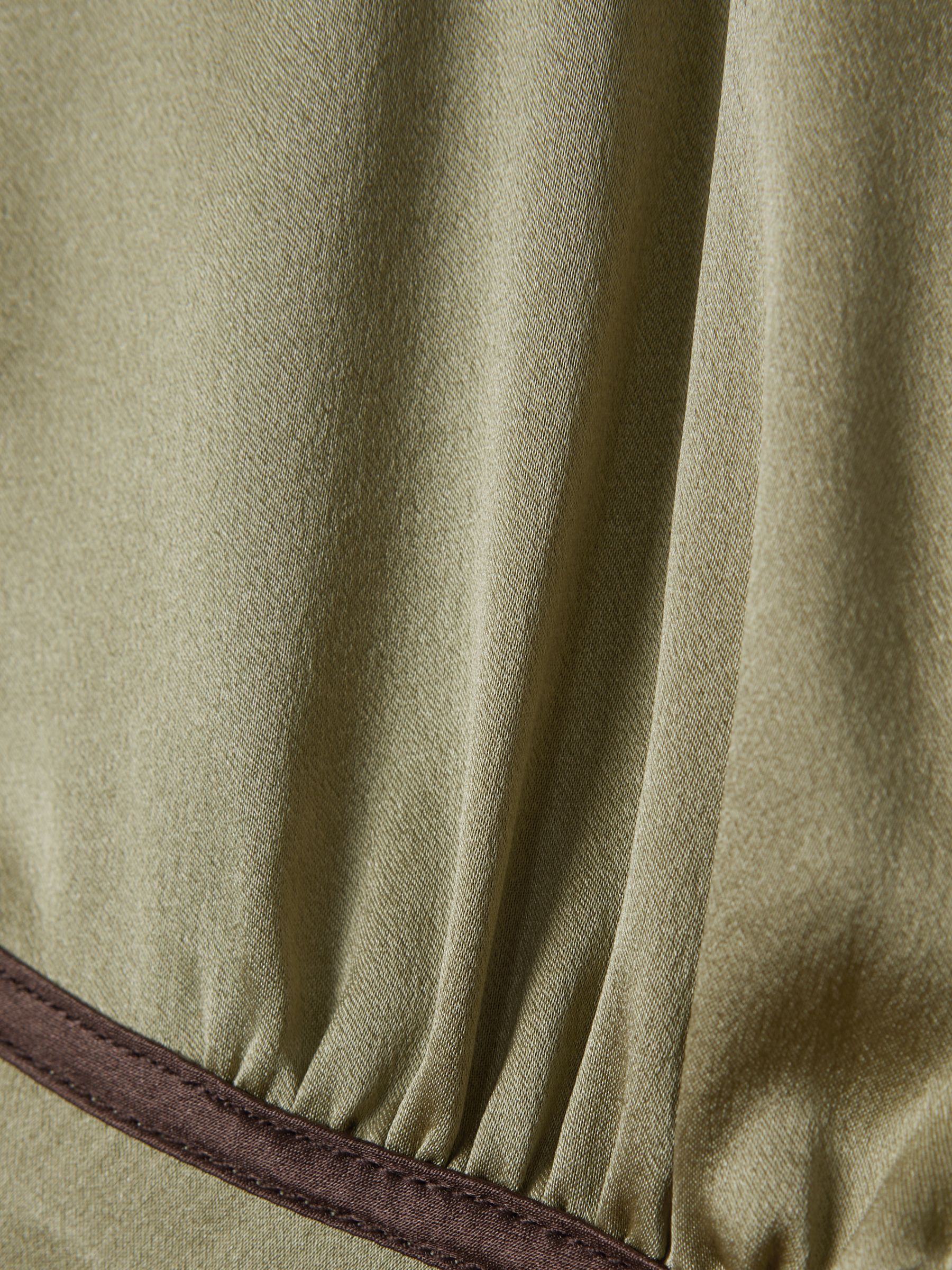 Maison Essentiele Silk Contrast Trim Cami in Olive - Image 6 of 6