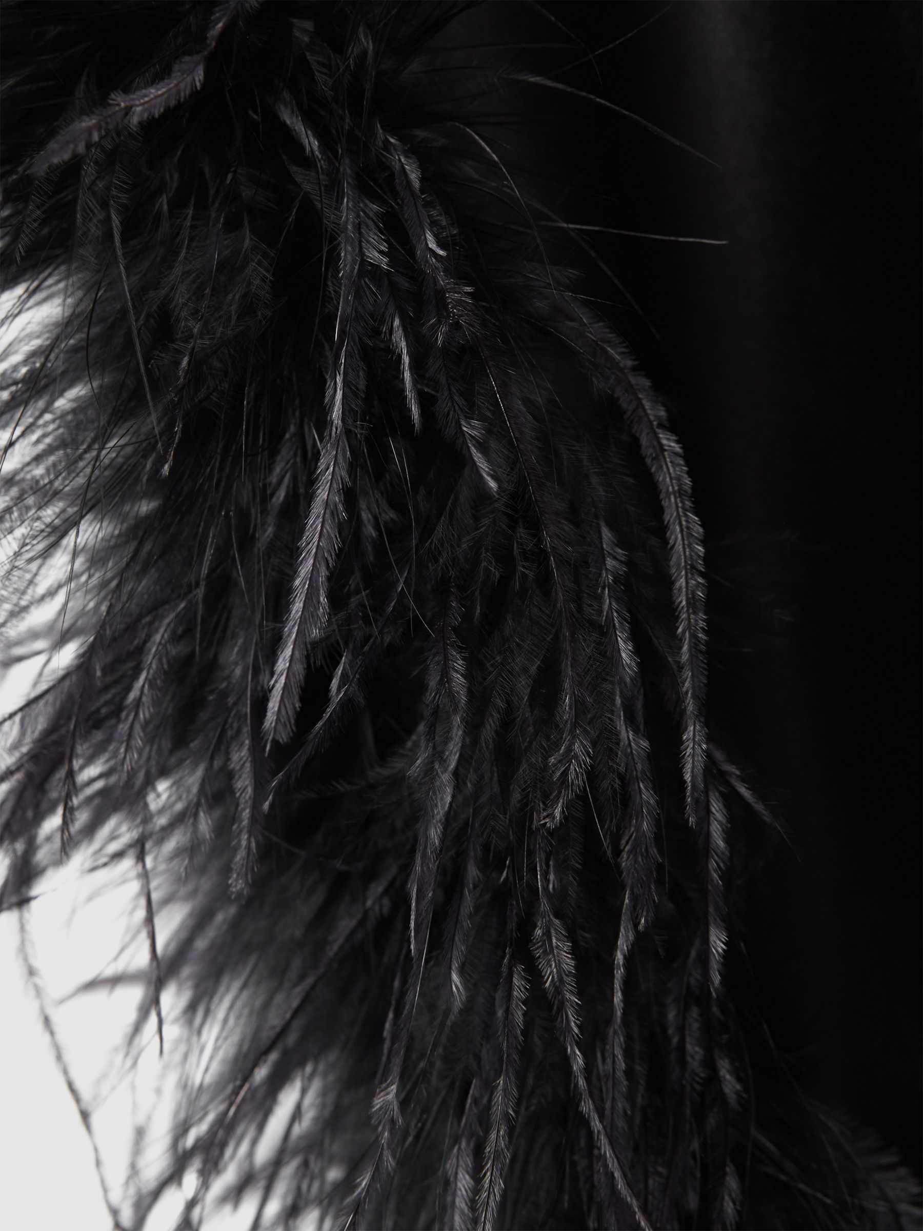 Maison Essentiele Silk Feather Trim Nightdress in Black - Image 7 of 7