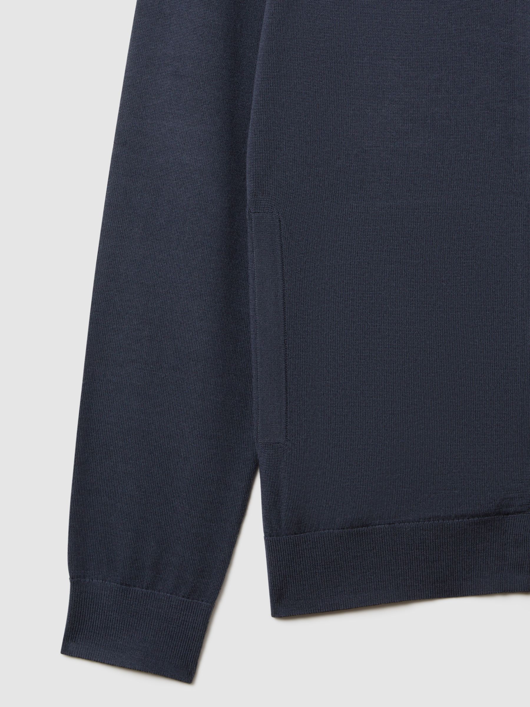 Merino Wool Funnel-Neck Cardigan in Blue Smoke - Image 6 of 6