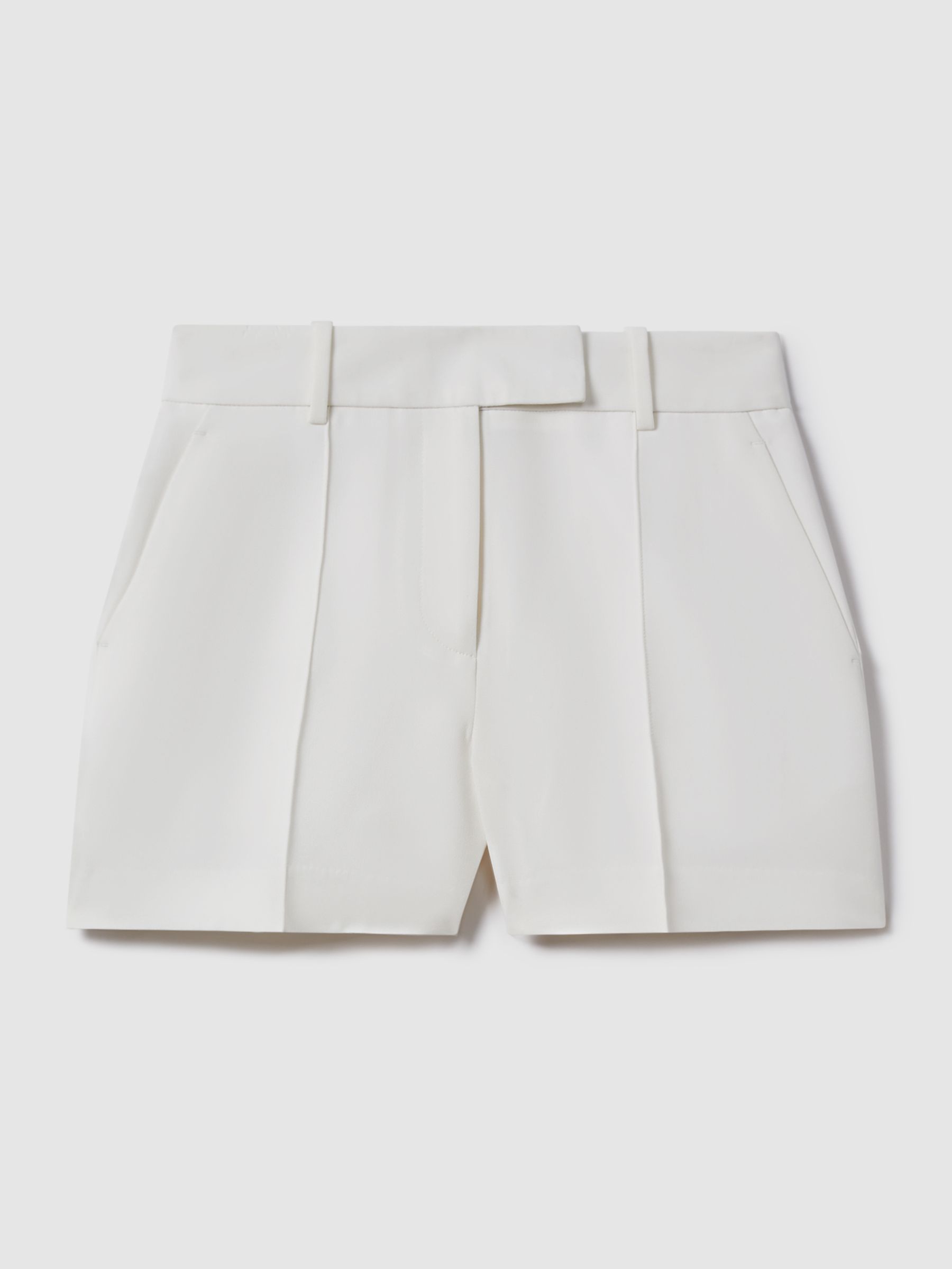 Crepe Tailored Shorts in White - Image 2 of 6
