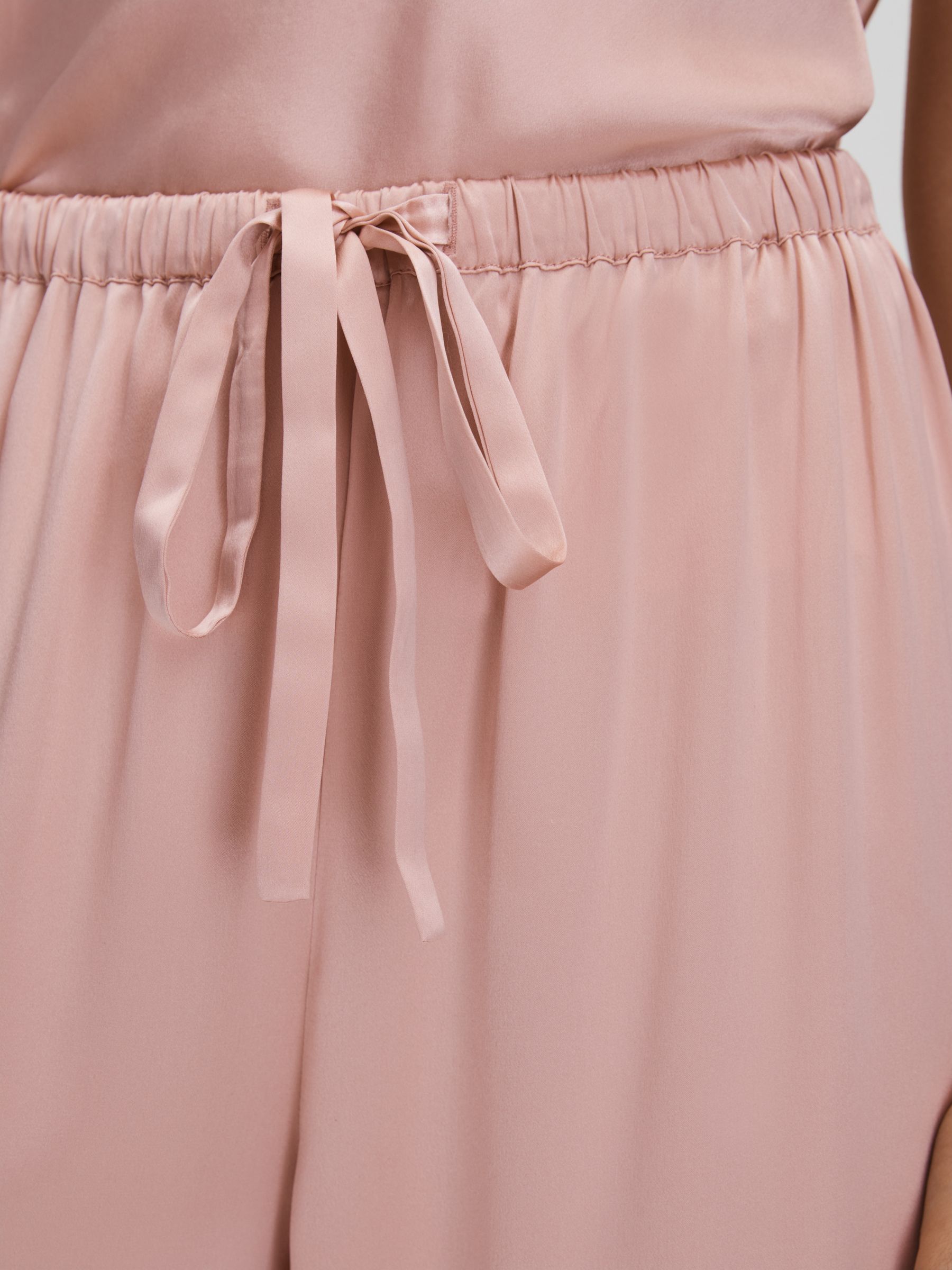 Maison Essentiele Silk Feather Trim Pyjama Bottoms in Blush - Image 4 of 7
