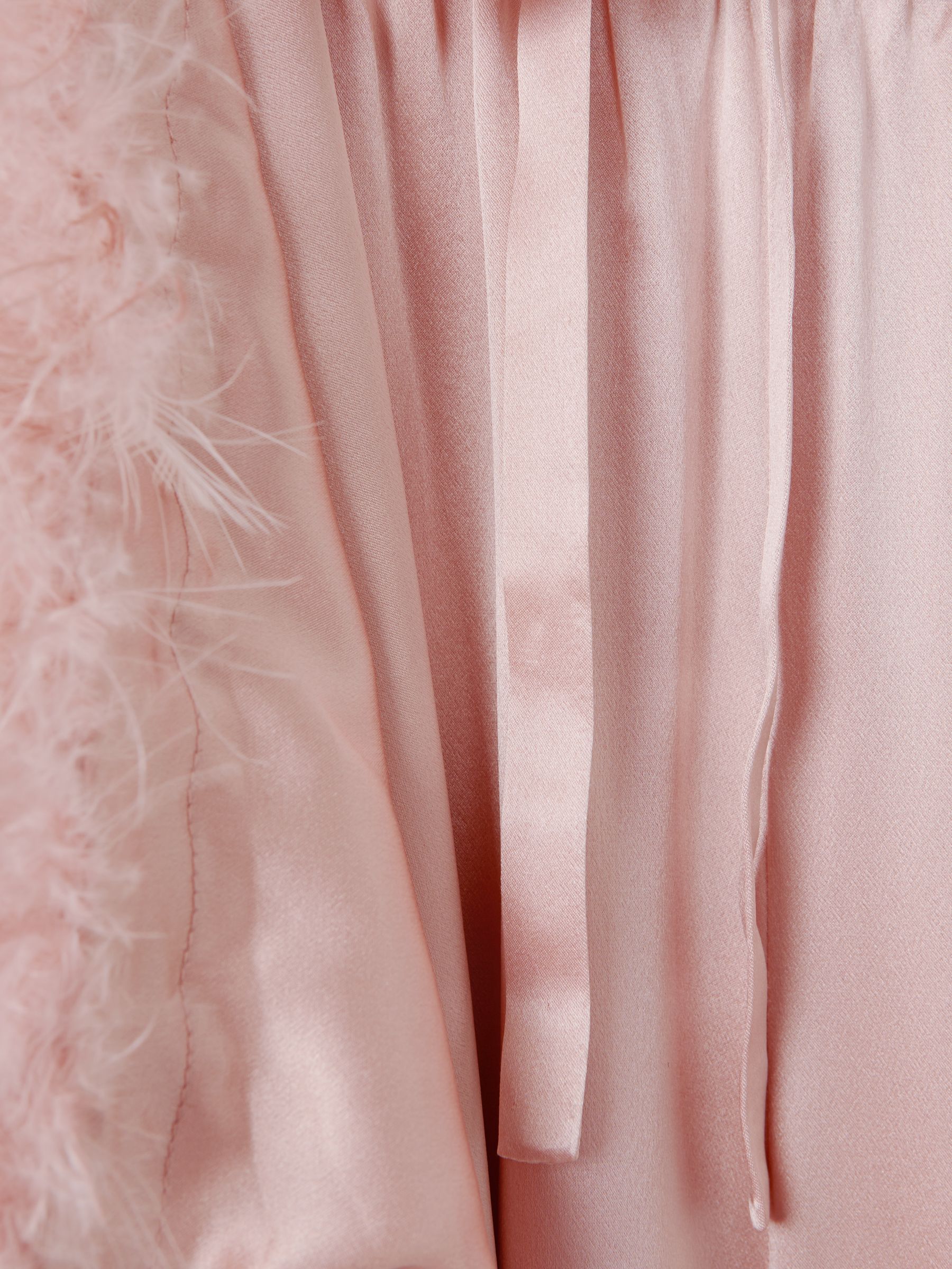 Maison Essentiele Silk Feather Trim Pyjama Bottoms in Blush - Image 7 of 7