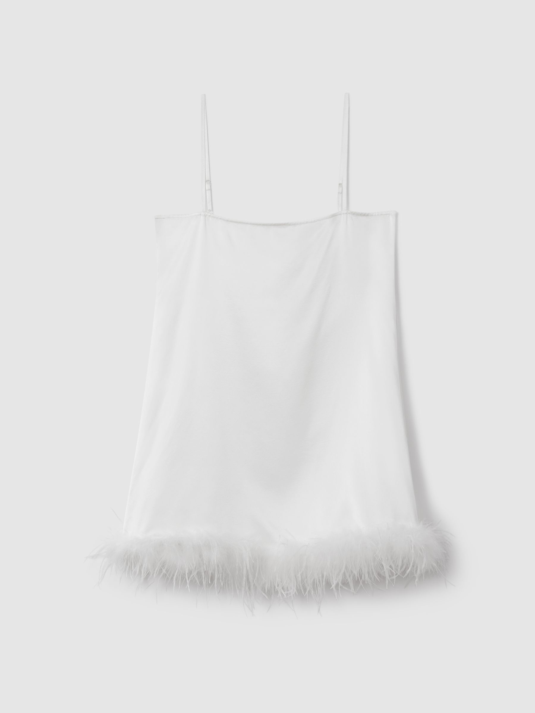 Maison Essentiele Silk Feather Trim Nightdress in White - Image 2 of 7