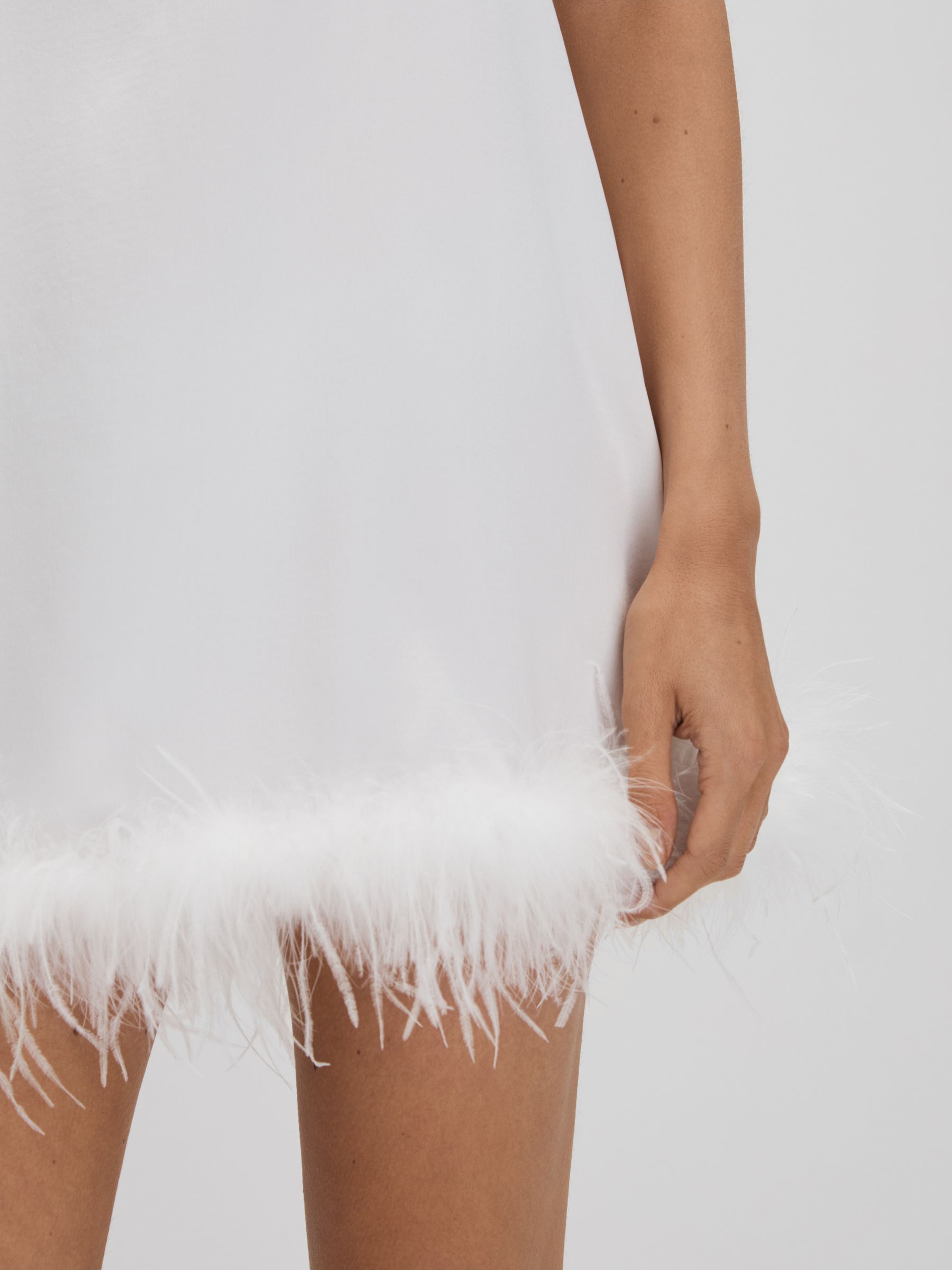 Maison Essentiele Silk Feather Trim Nightdress in White - Image 6 of 7