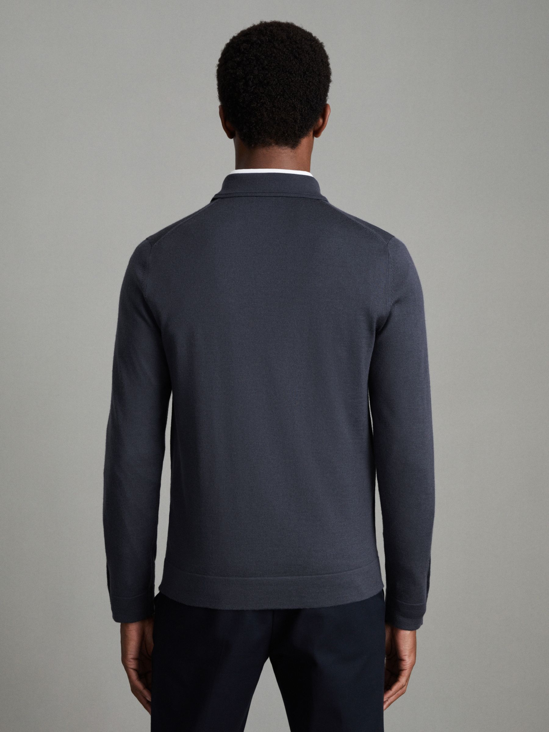 Merino Wool Button-Through Cardigan in Blue Smoke - Image 4 of 6