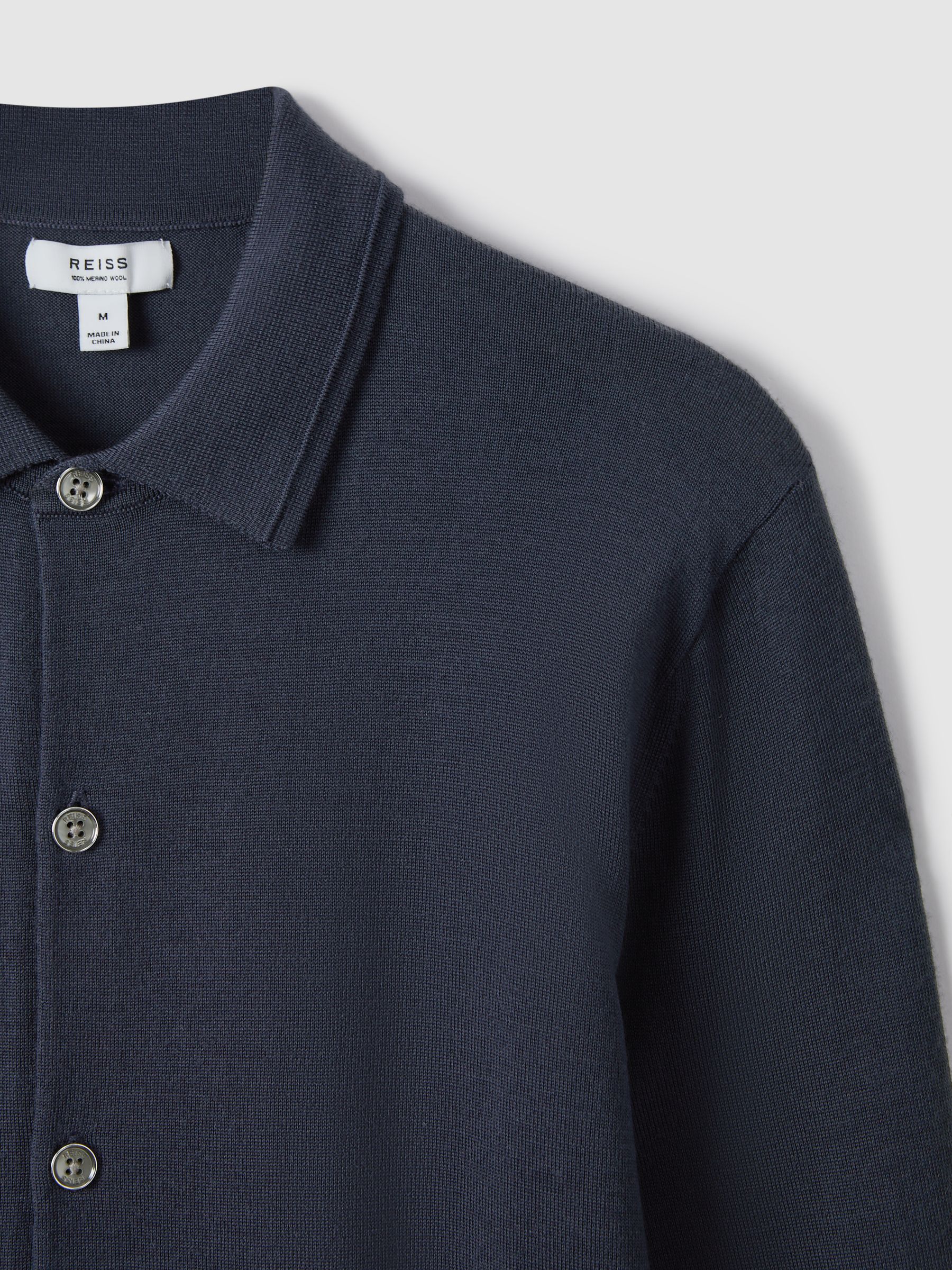 Merino Wool Button-Through Cardigan in Blue Smoke - Image 5 of 6