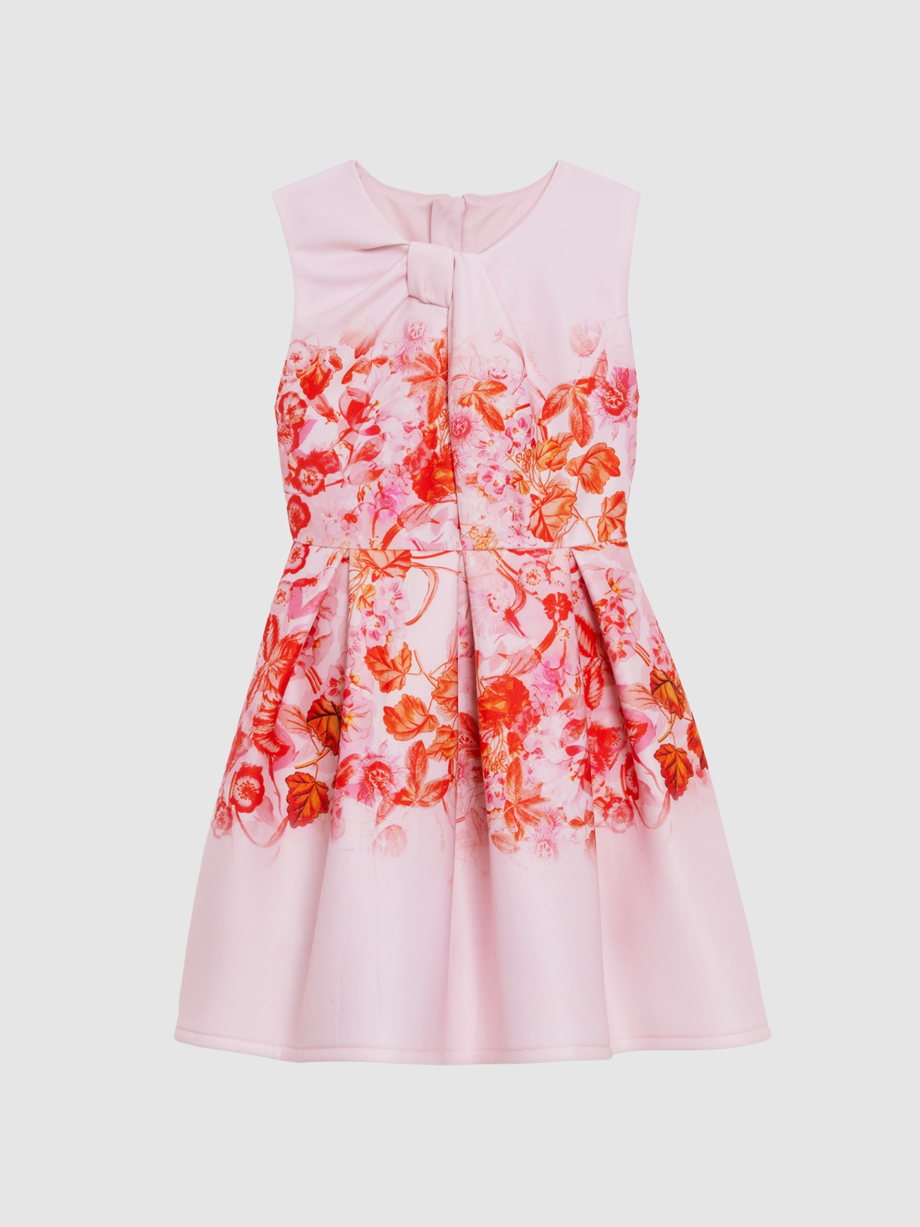 9-14 yrs Scuba Floral Print Dress in Orange - Image 2 of 7