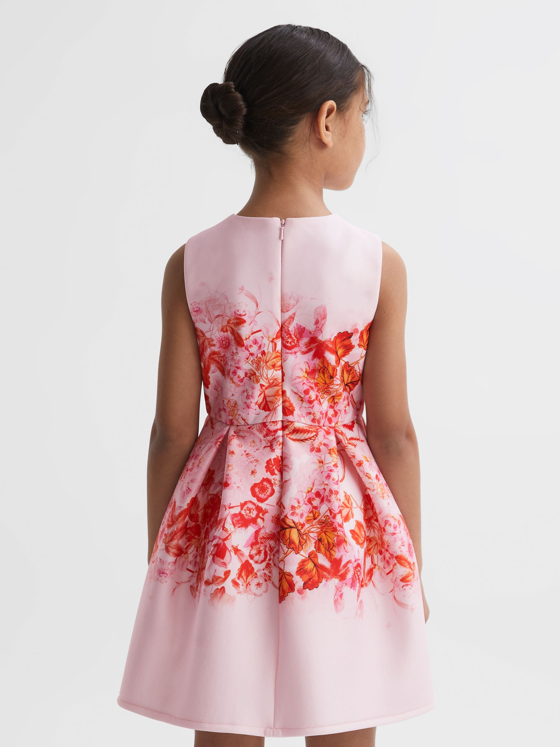 9-14 yrs Scuba Floral Print Dress in Orange - Image 5 of 7