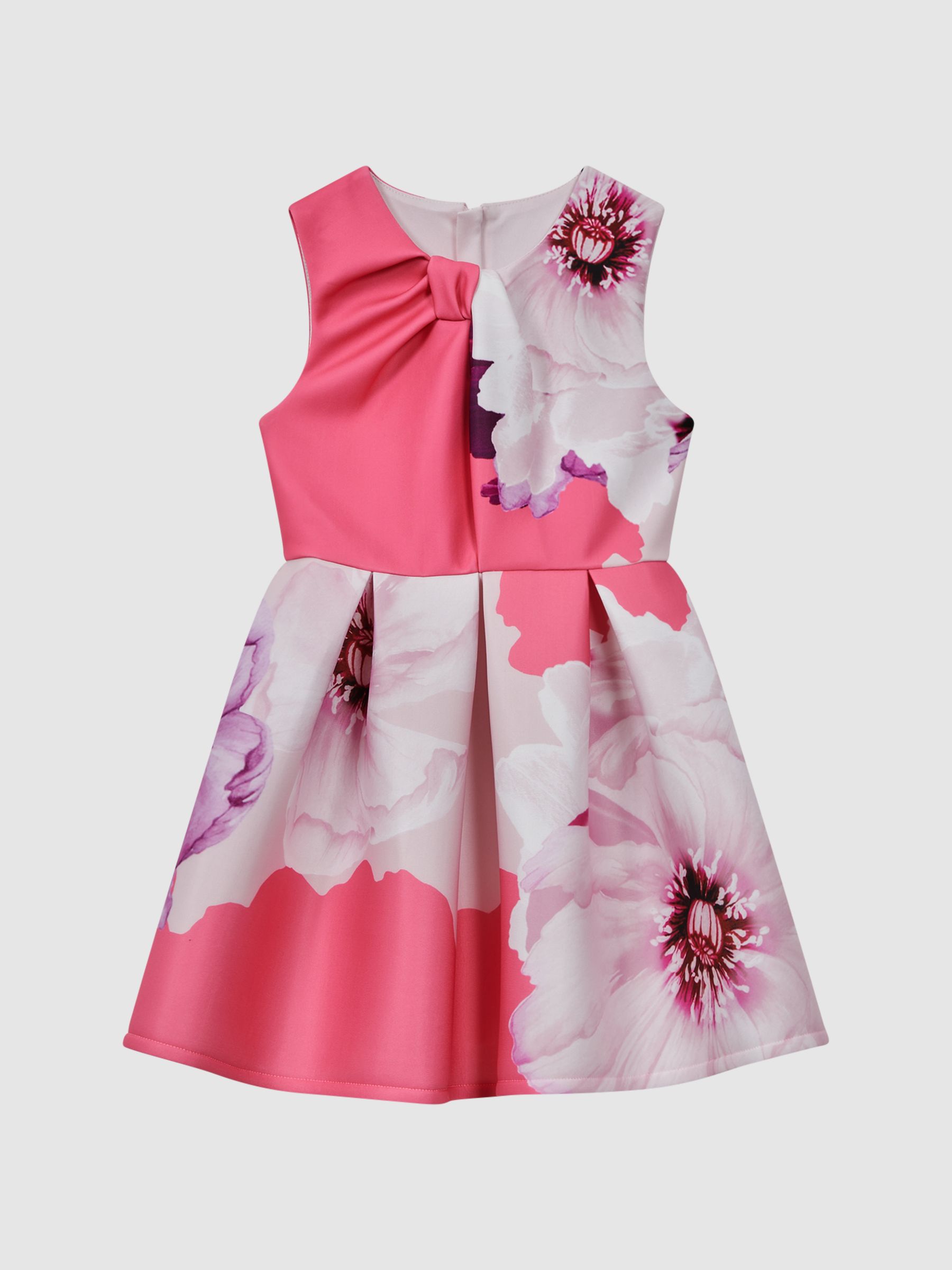 13-14 yrs Scuba Floral Print Dress in Pink - Image 1 of 7