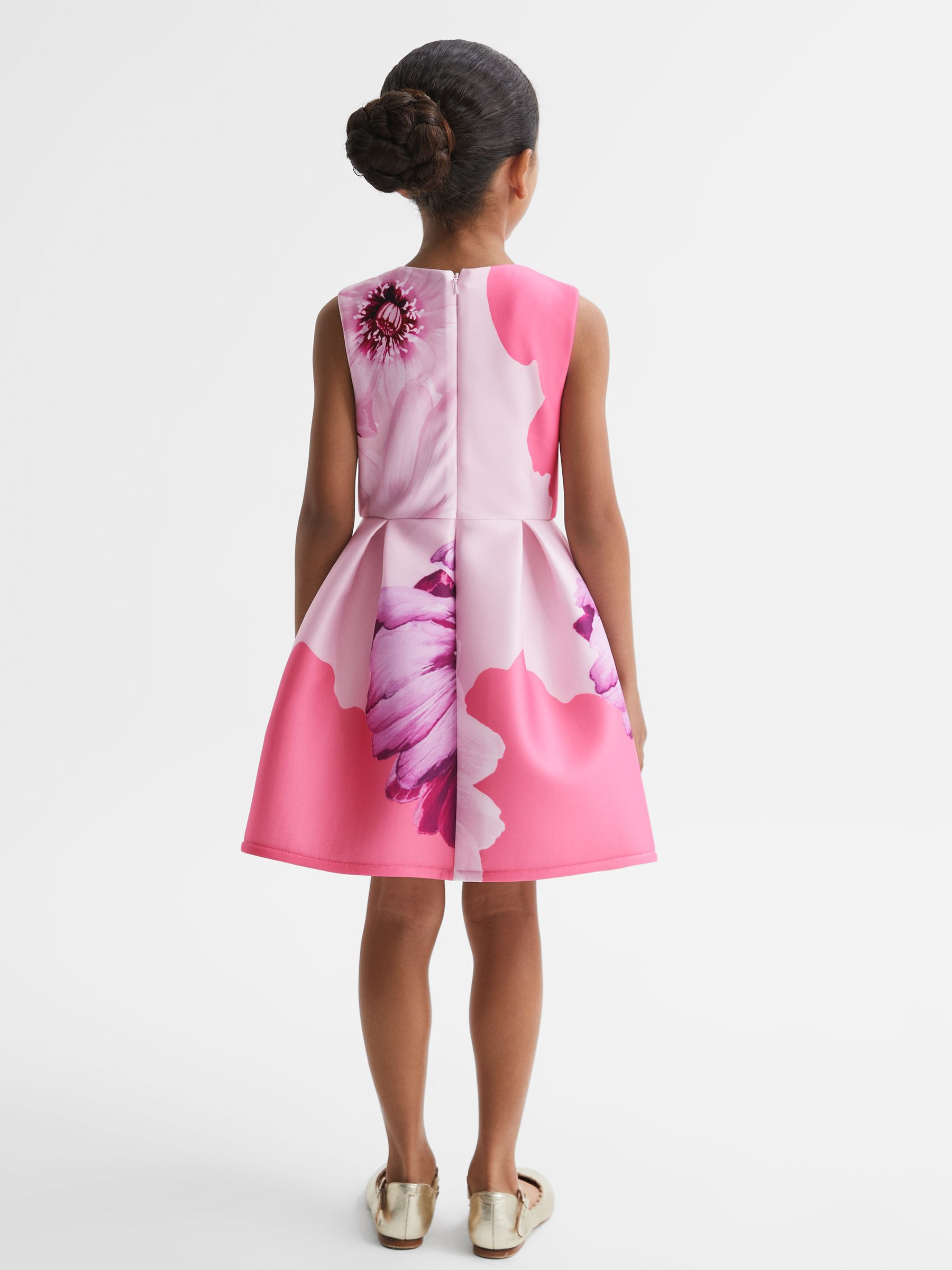 4-9 yrs Scuba Floral Print Dress in Pink - Image 5 of 6