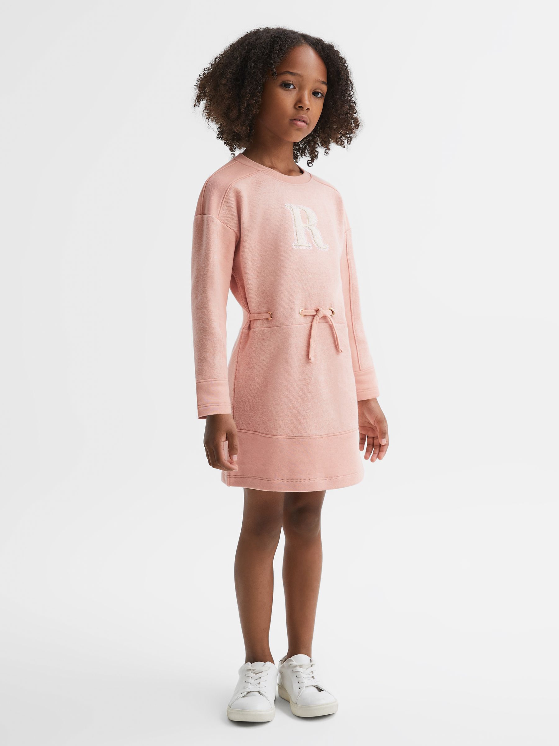4-9 yrs Cotton Blend Drawstring Dress in Apricot - Image 1 of 8