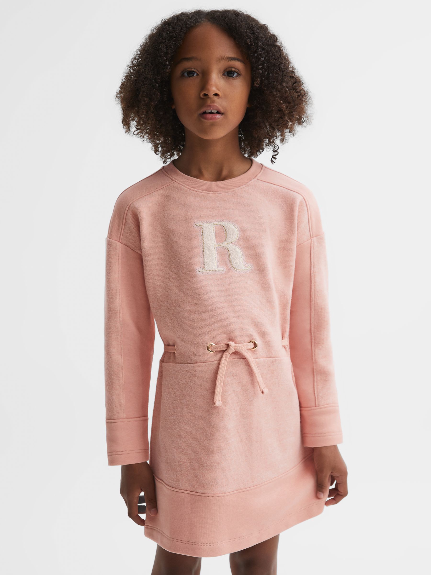 4-9 yrs Cotton Blend Drawstring Dress in Apricot - Image 3 of 8