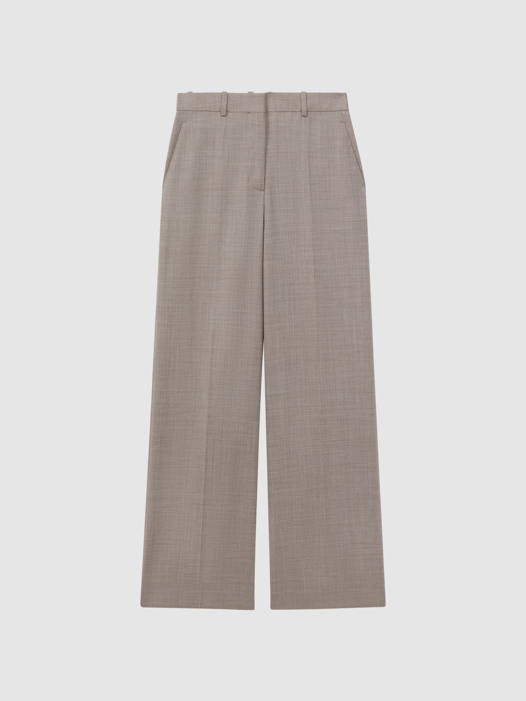 Wool Blend Wide Leg Suit Trousers in Oatmeal - Image 2 of 5 Wool Blend Wide Leg Suit Trousers in Oatmeal - Image 2 of 5