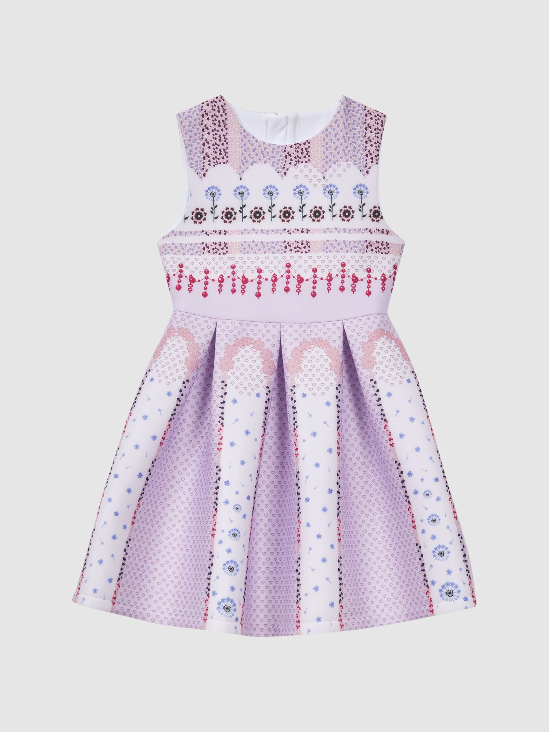 4-9 yrs Scuba Floral Print Dress in Lilac - Image 2 of 6