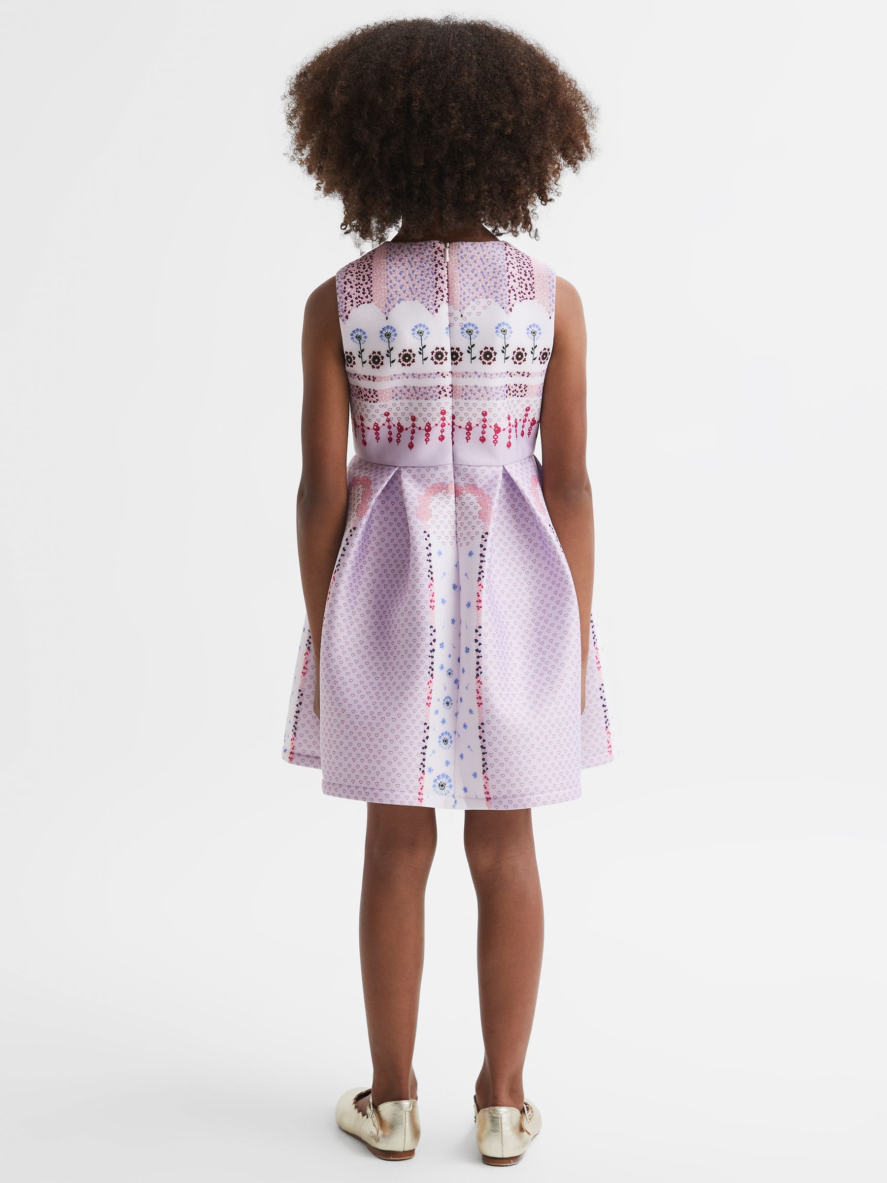 4-9 yrs Scuba Floral Print Dress in Lilac - Image 5 of 6