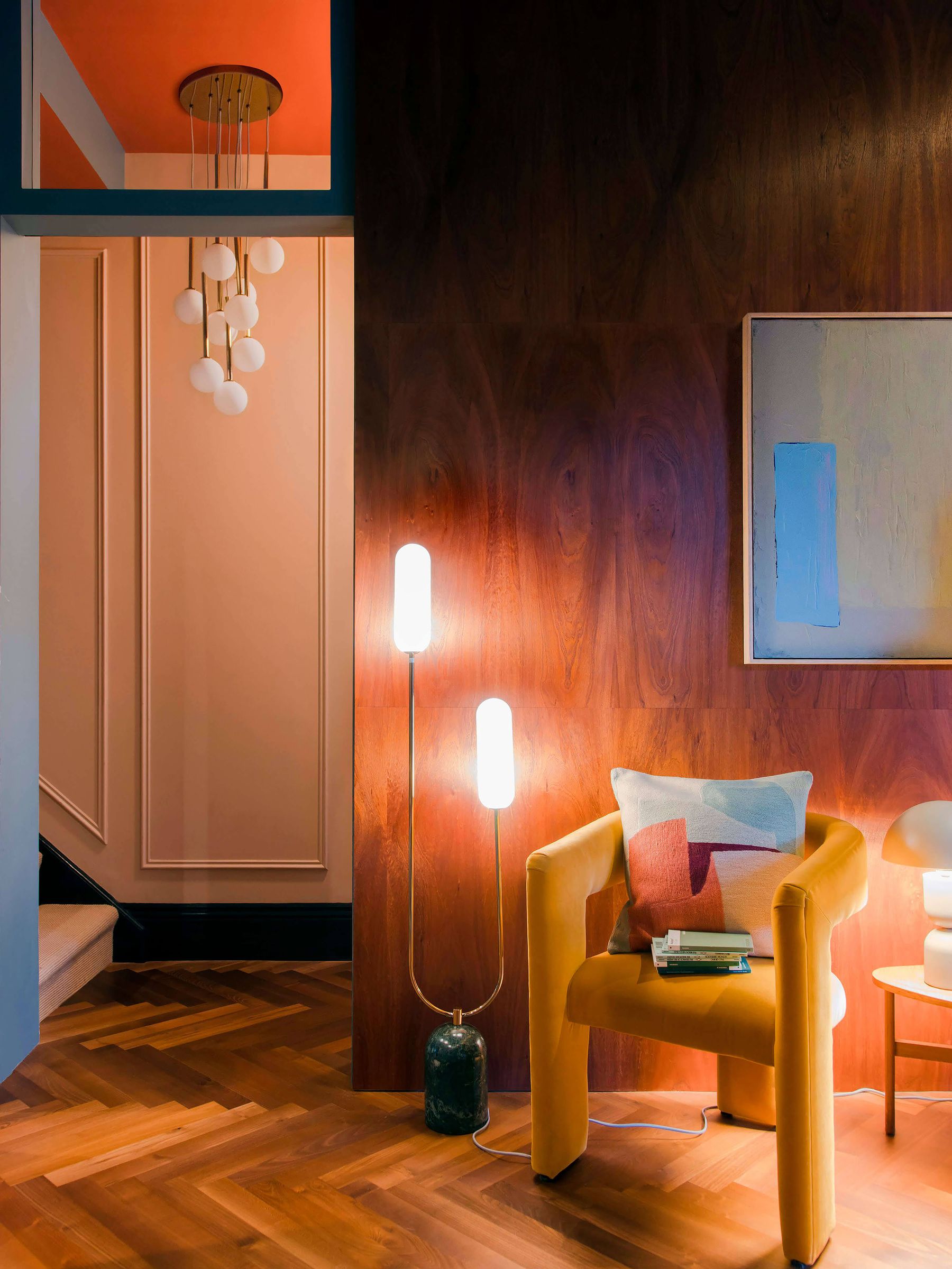 Houseof. Brass Marble Curve Floor Lamp - Image 1 of 4