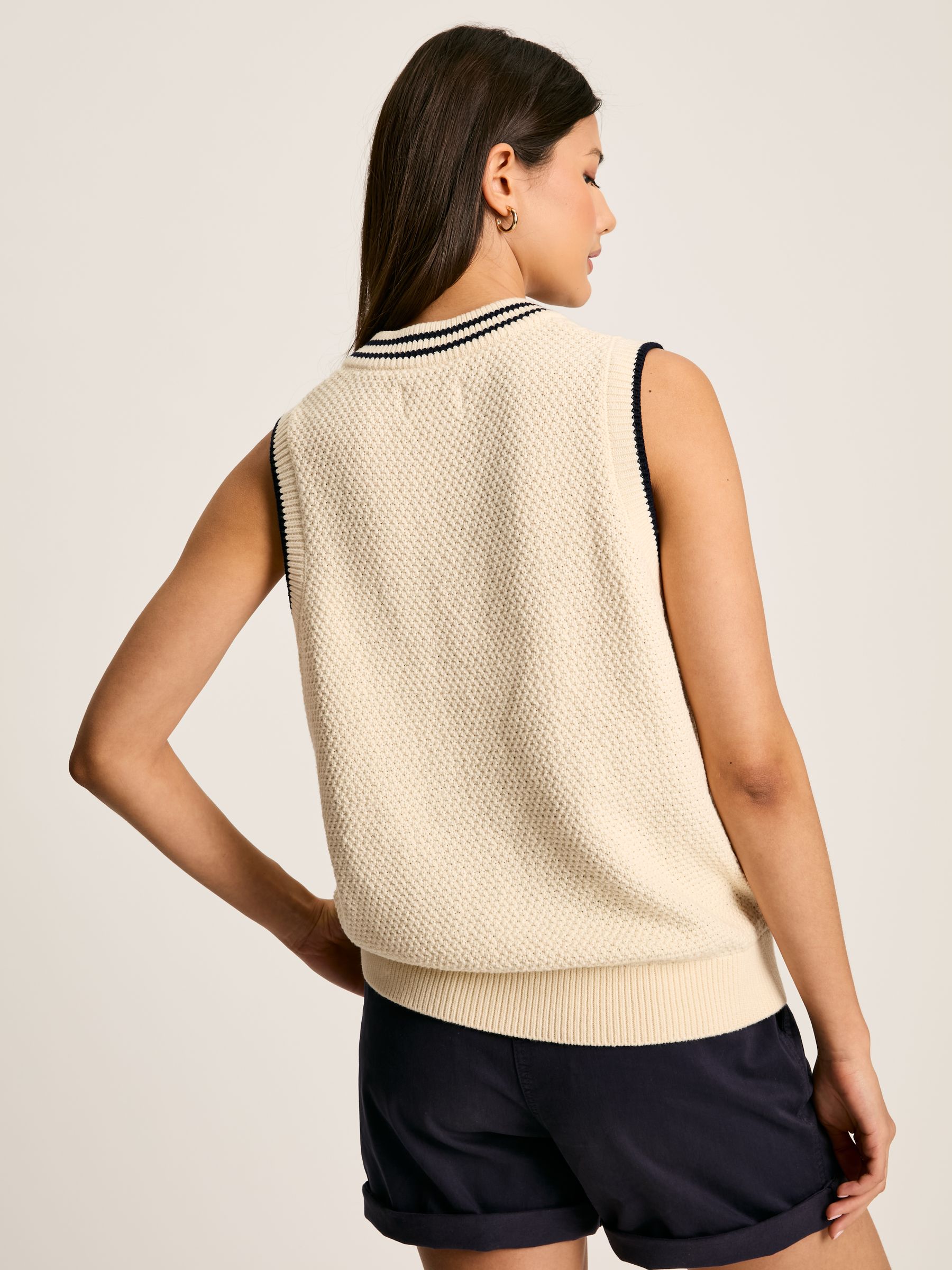 Deuce Cream Cable Knitted V-Neck Vest - Image 2 of 5