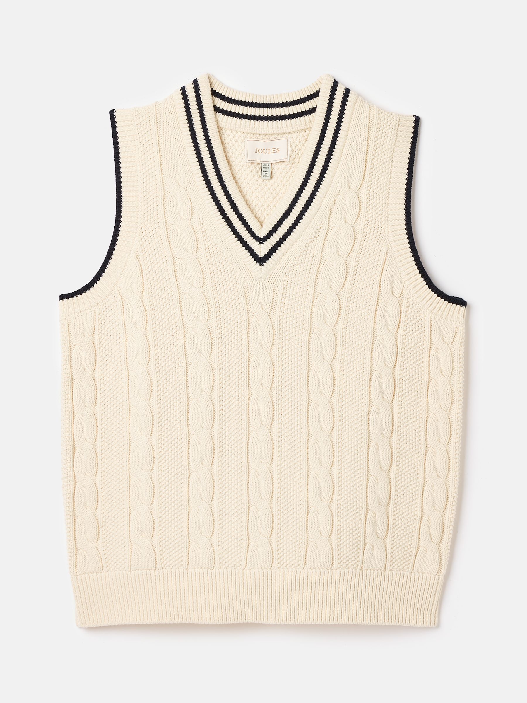 Deuce Cream Cable Knitted V-Neck Vest - Image 5 of 5