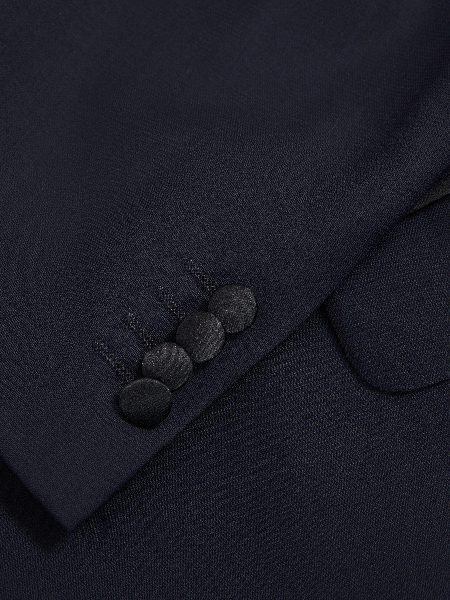 Oscar Jacobson Single Breasted Wool-Silk Blazer in Navy - Image 6 of 8