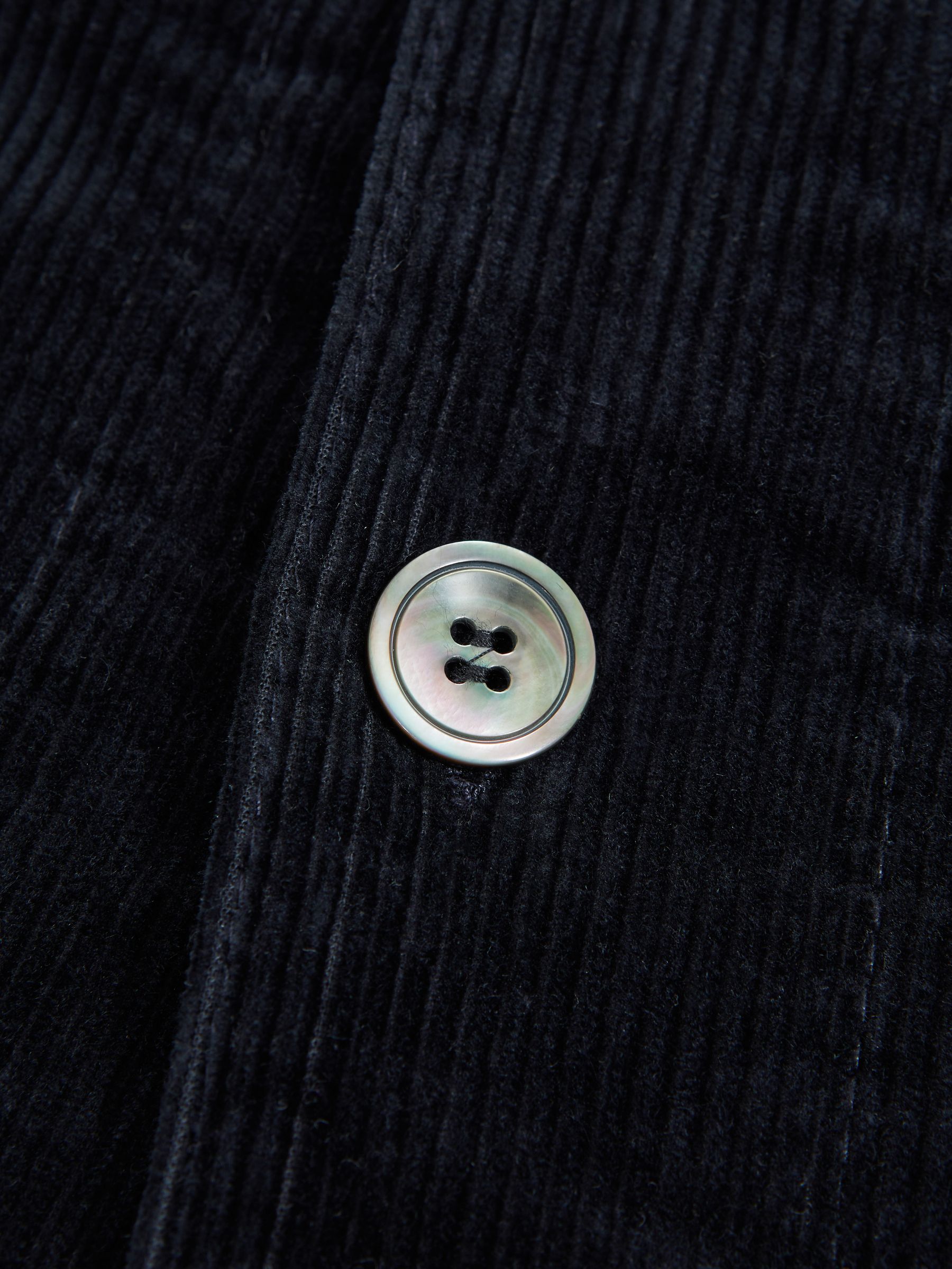 Oscar Jacobson Corduroy Button-Through Shirt in Navy - Image 6 of 7