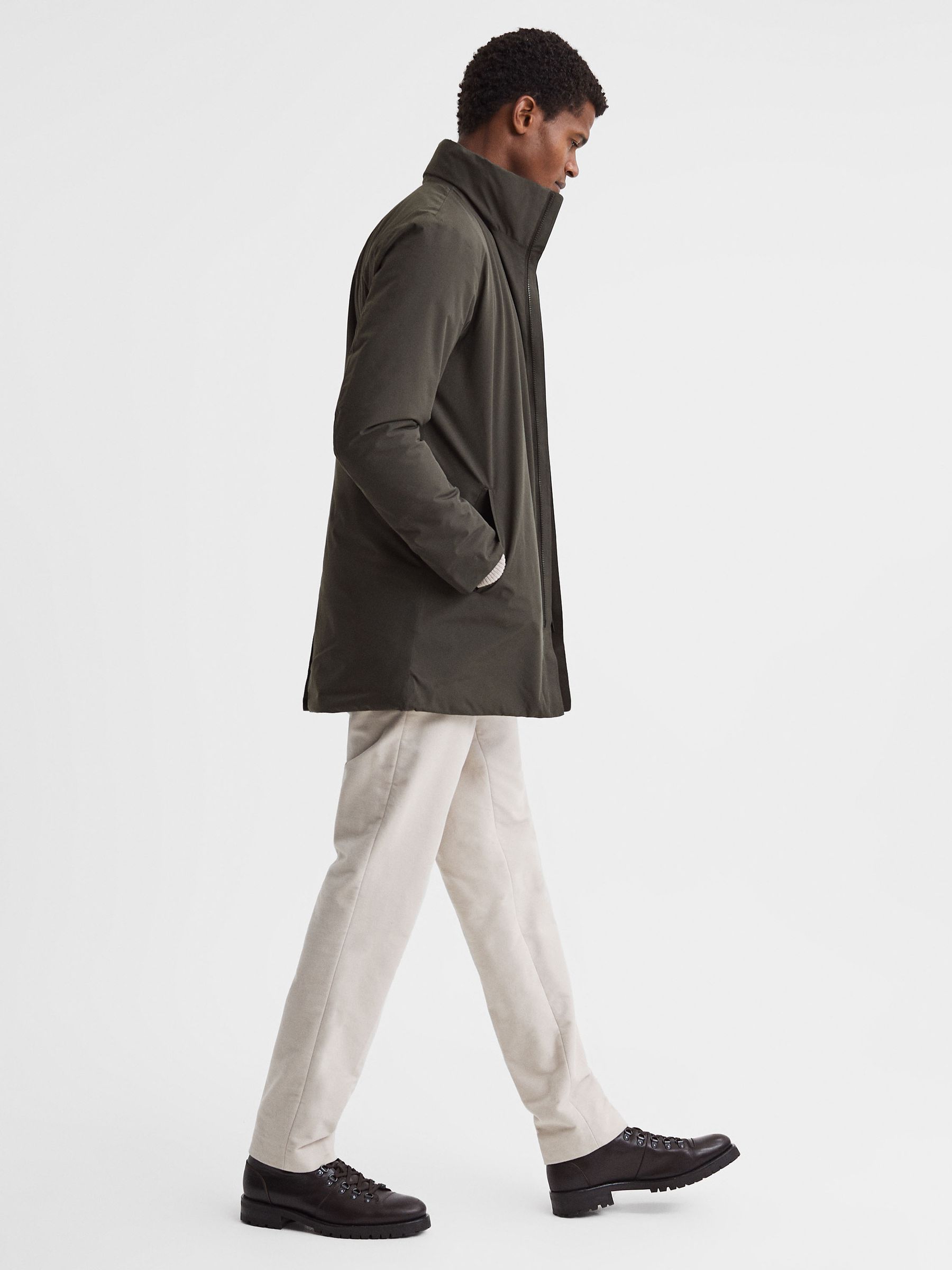 Scandinavian Edition Mid-Length Coat in Dark Olive - Image 3 of 6