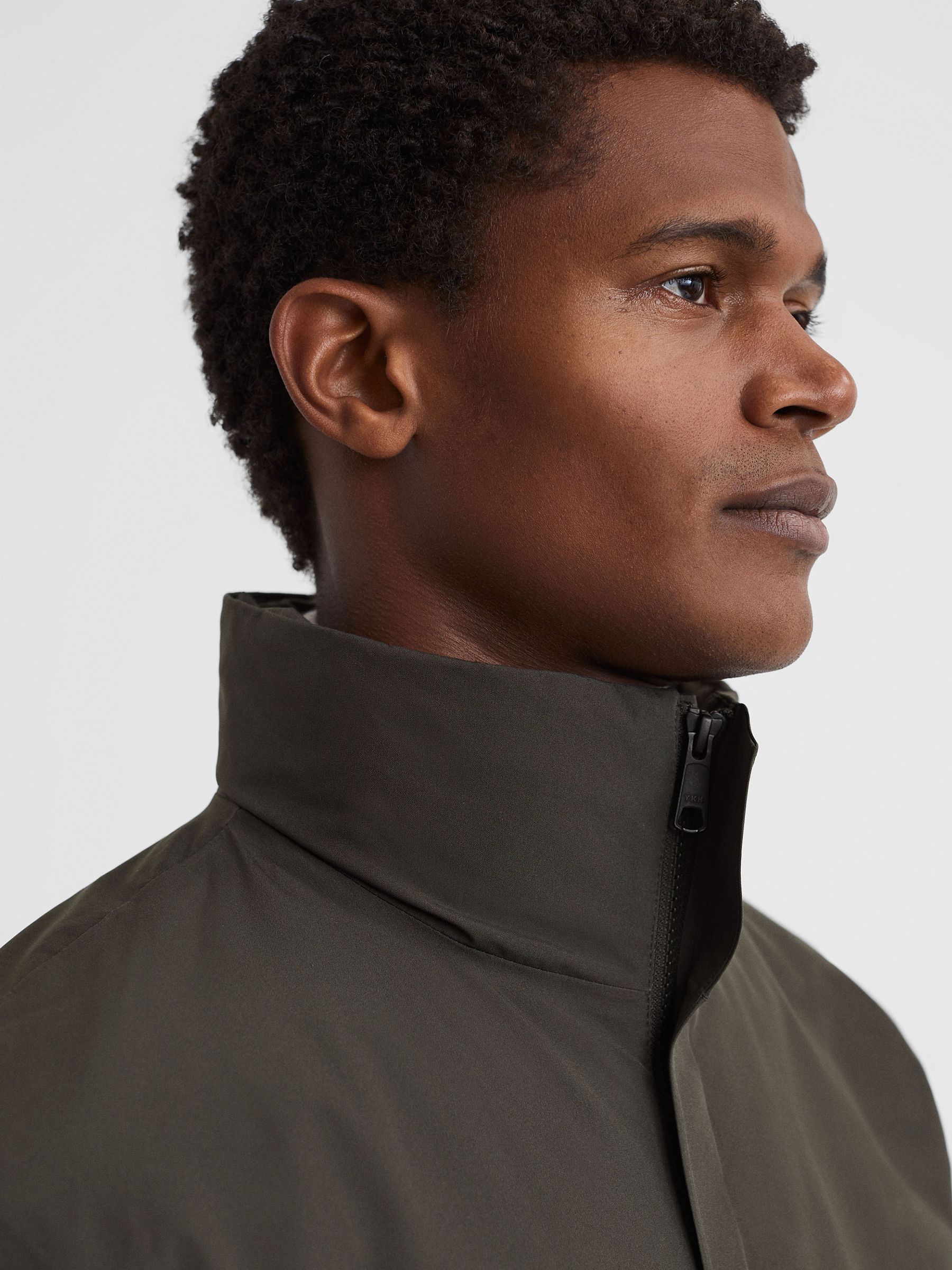 Scandinavian Edition Mid-Length Coat in Dark Olive - Image 4 of 6