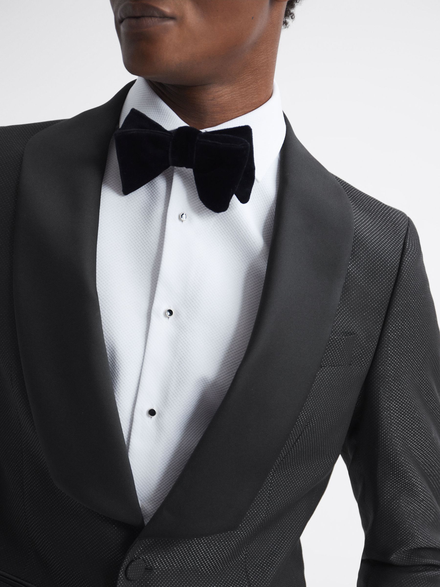 Oscar Jacobson Slim Fit Single Breasted Blazer in Black - Image 4 of 8
