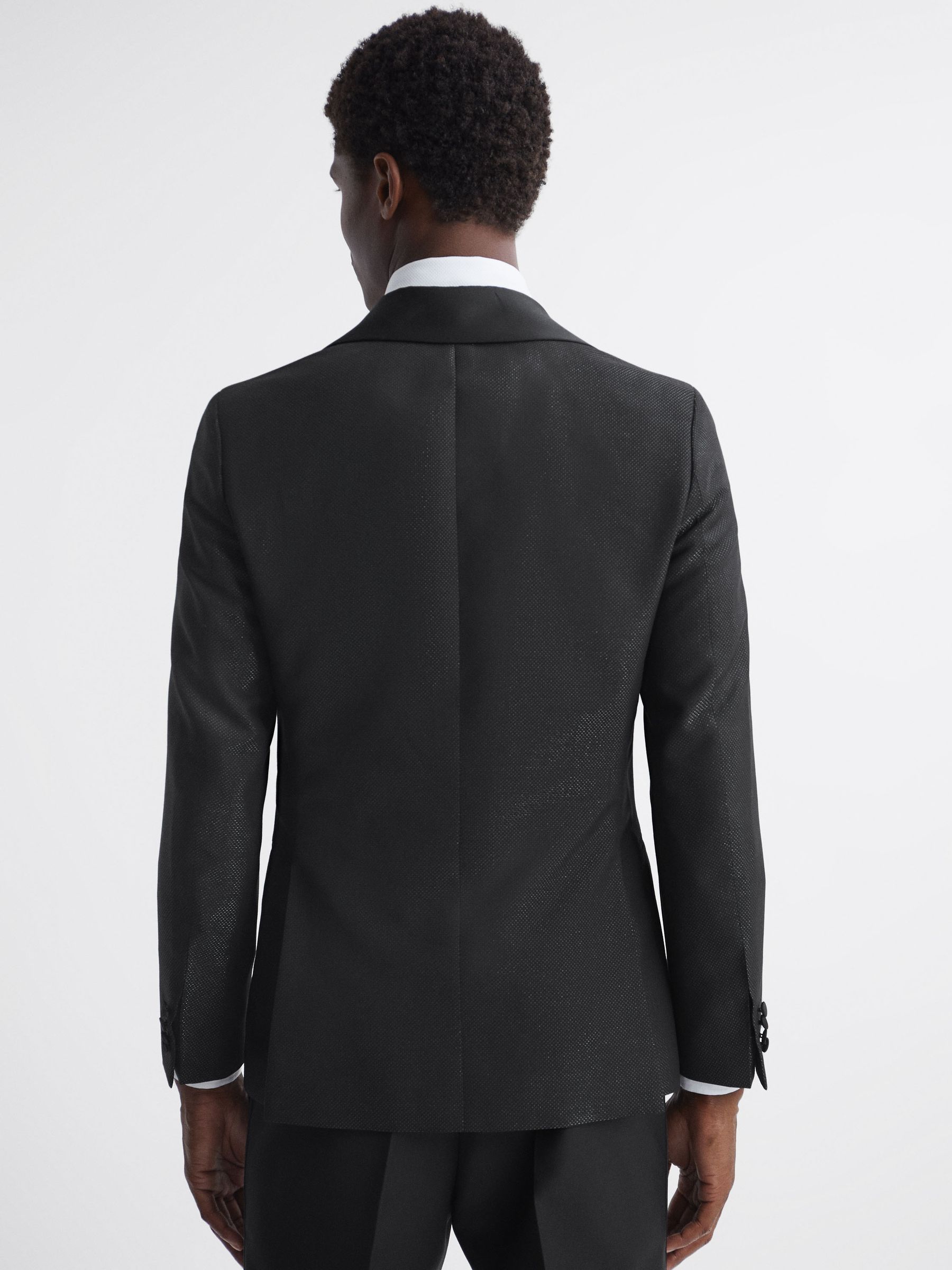 Oscar Jacobson Slim Fit Single Breasted Blazer in Black - Image 5 of 8