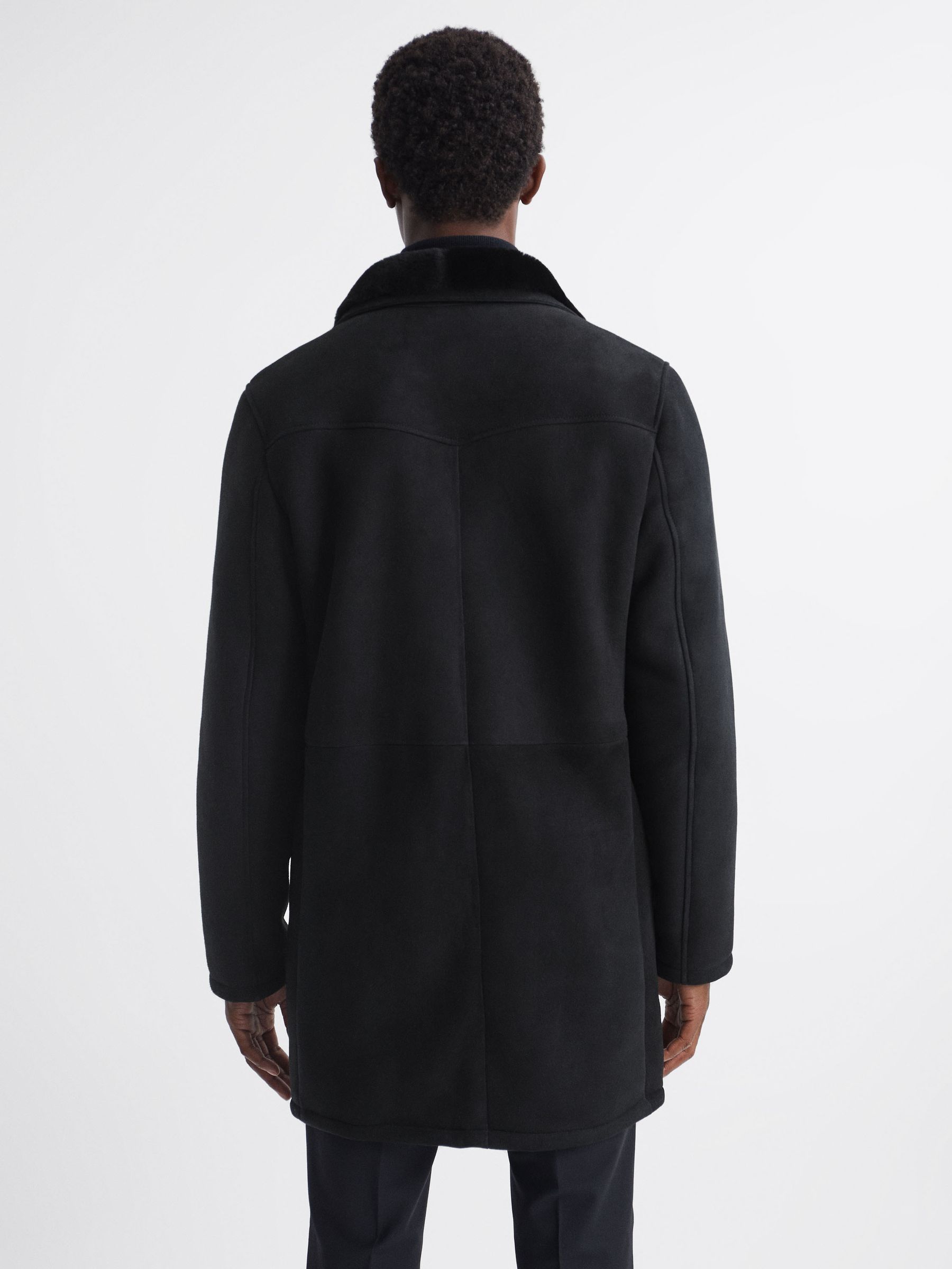 Oscar Jacobson Suede Lined Coat in Black - Image 5 of 7