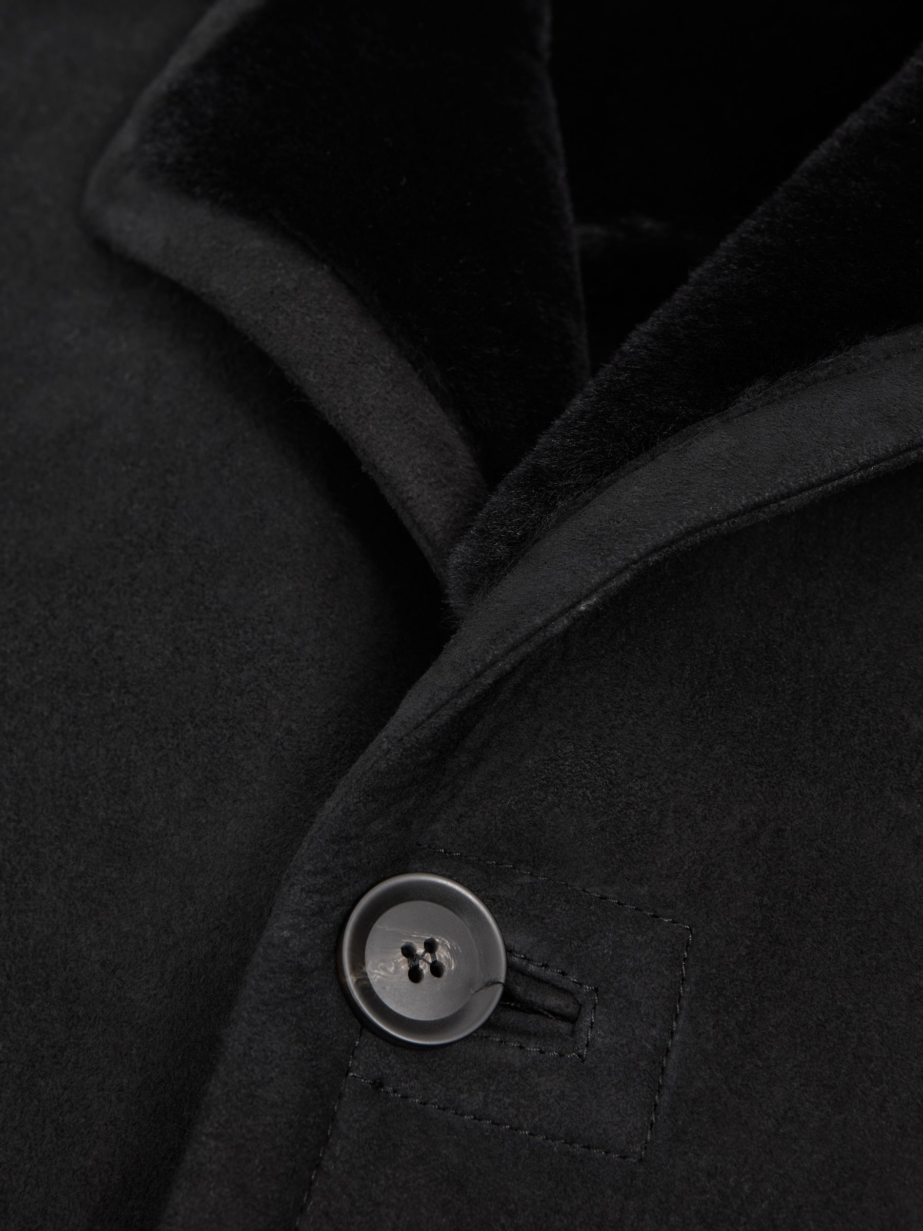 Oscar Jacobson Suede Lined Coat in Black - image 3