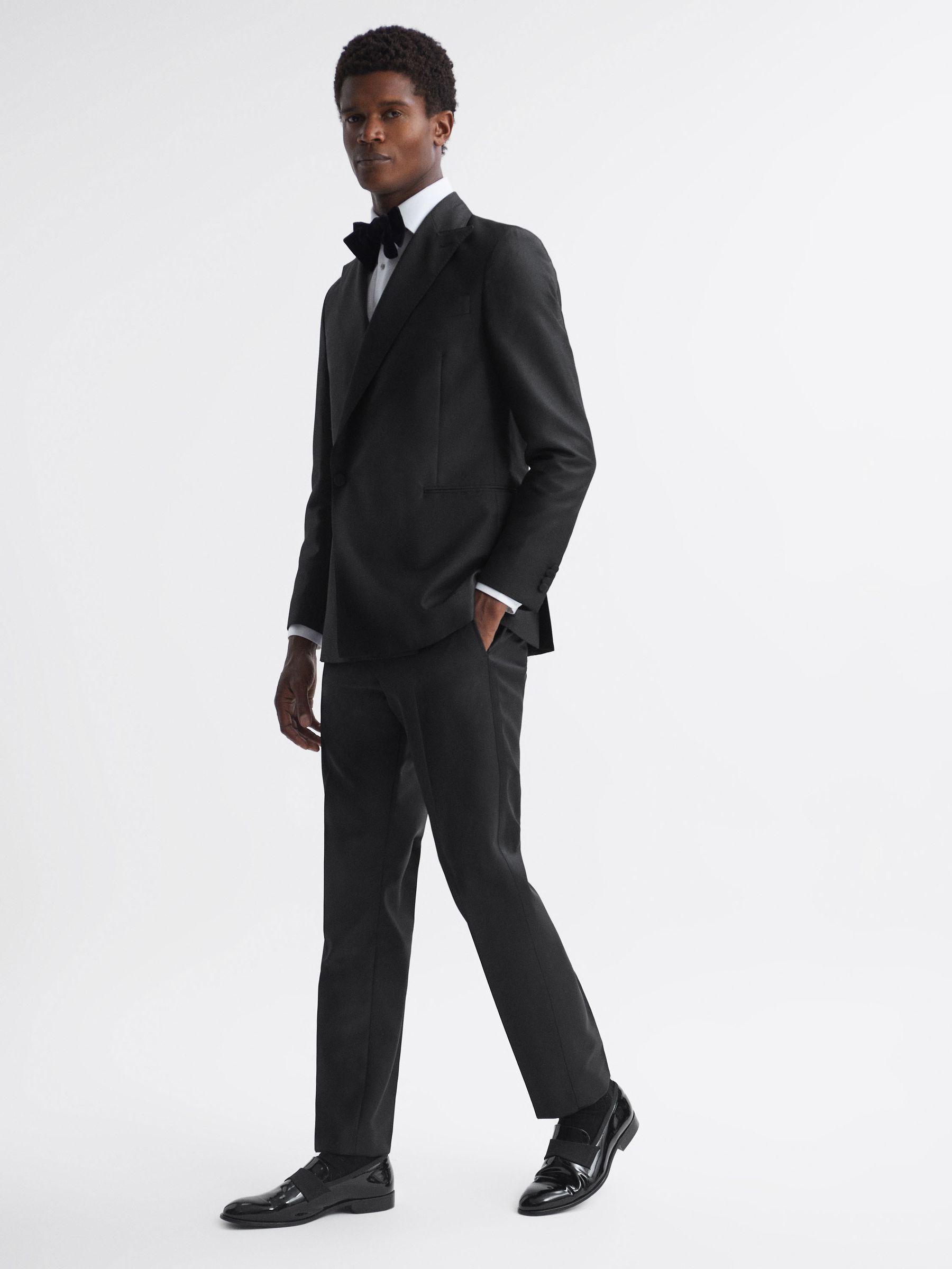 Plain Oscar Jacobson Double Breasted Blazer in Black - Image 3 of 8