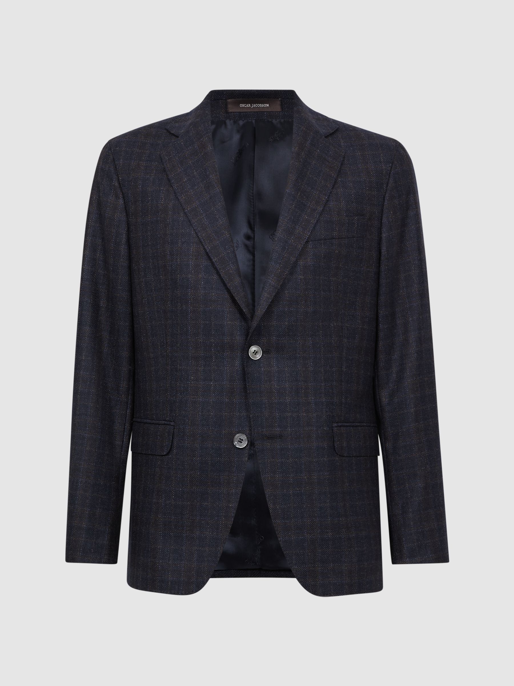 Oscar Jacobson Wool Single Breasted Blazer in Navy - Image 2 of 8